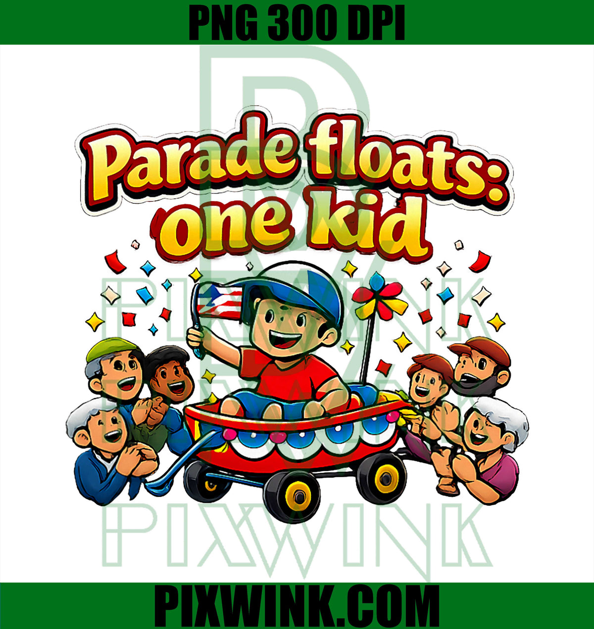 Parade Floats One Kid PNG, Funny Patriotic Parade Kid PNG
