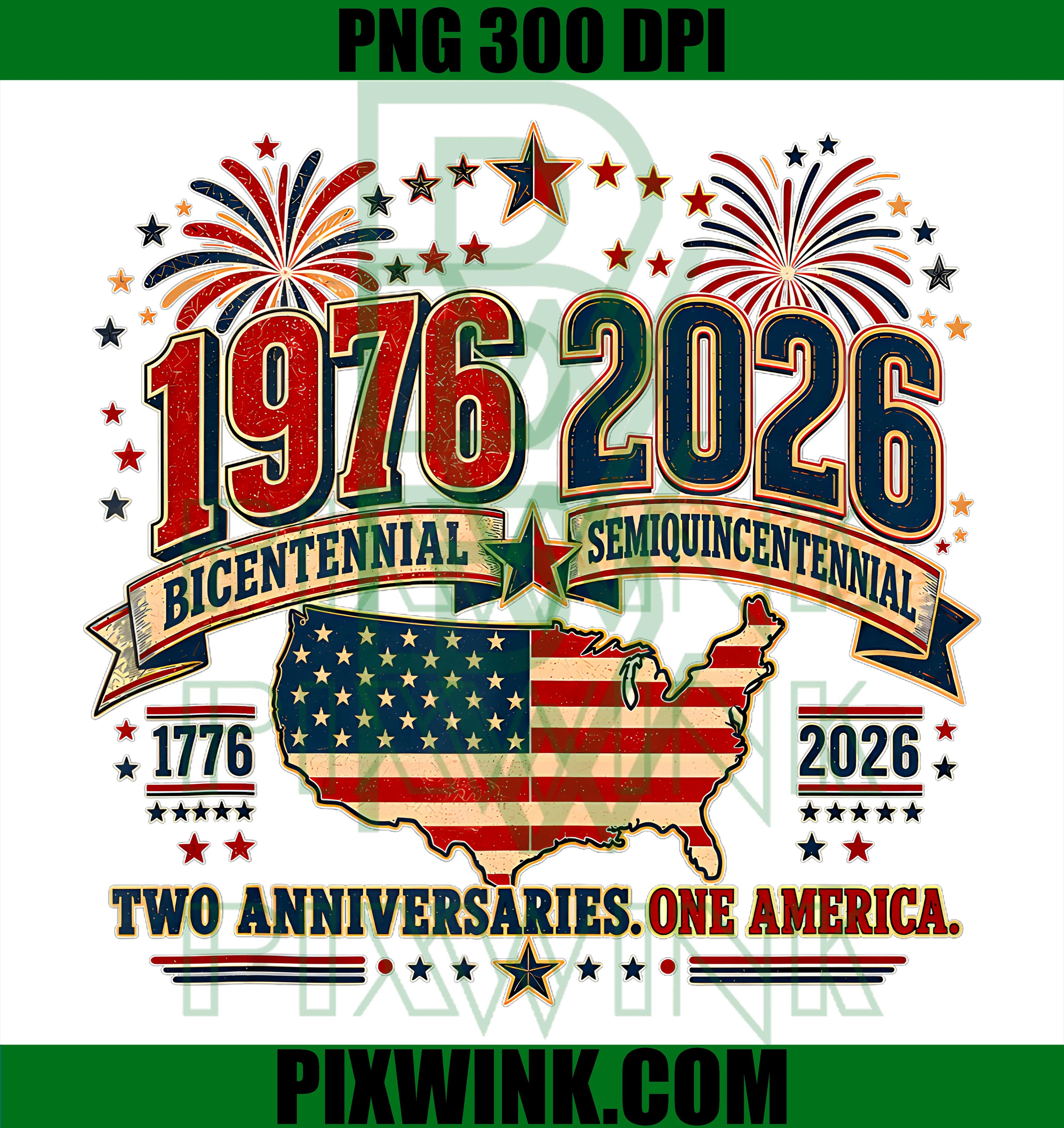 1976 Bicentennial 2026 PNG,Semiquincentennial 4th of July PNG