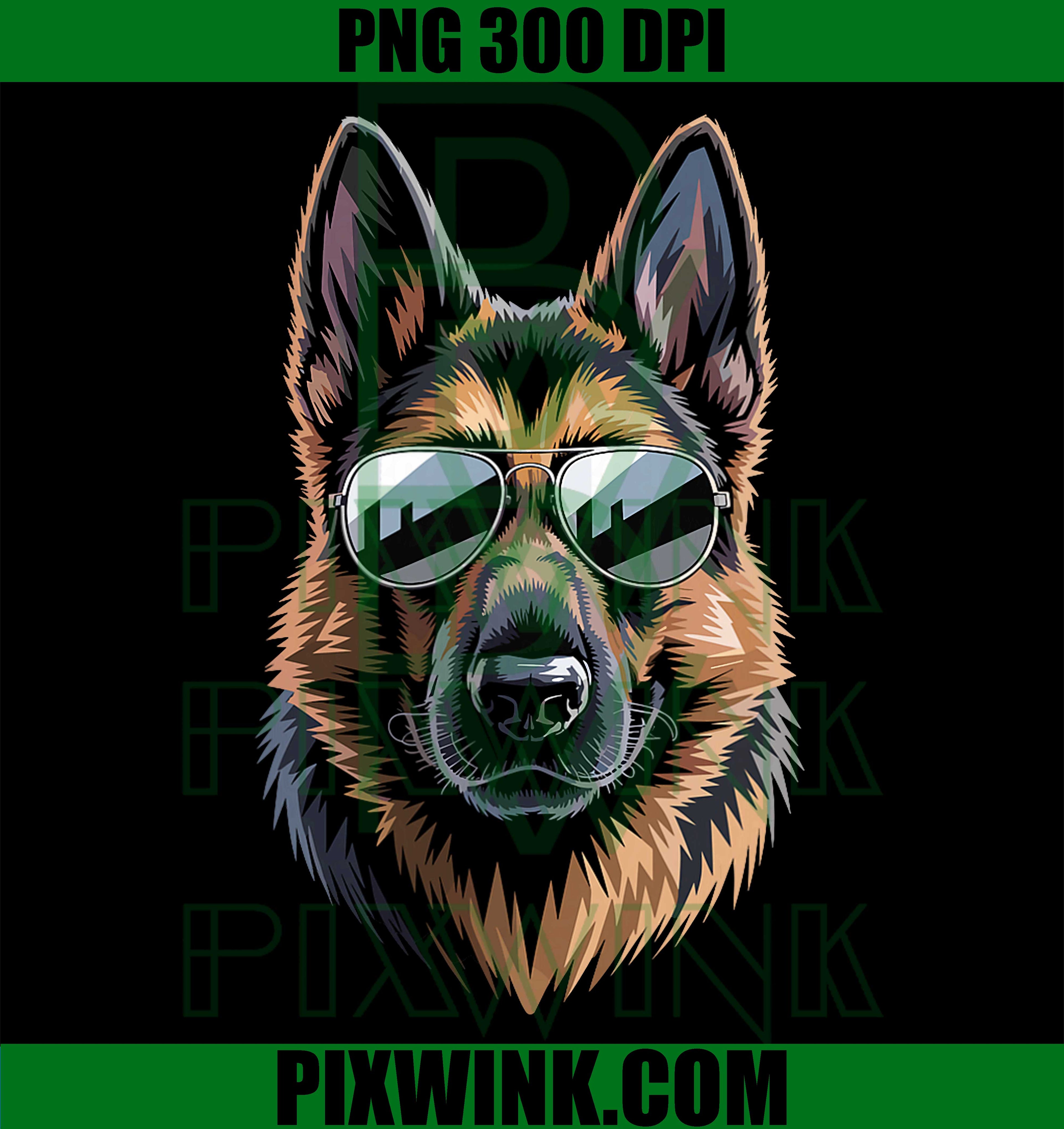 German Shepherd Sunglasses Dog PNG, I Love Shepherd Dogs PNG