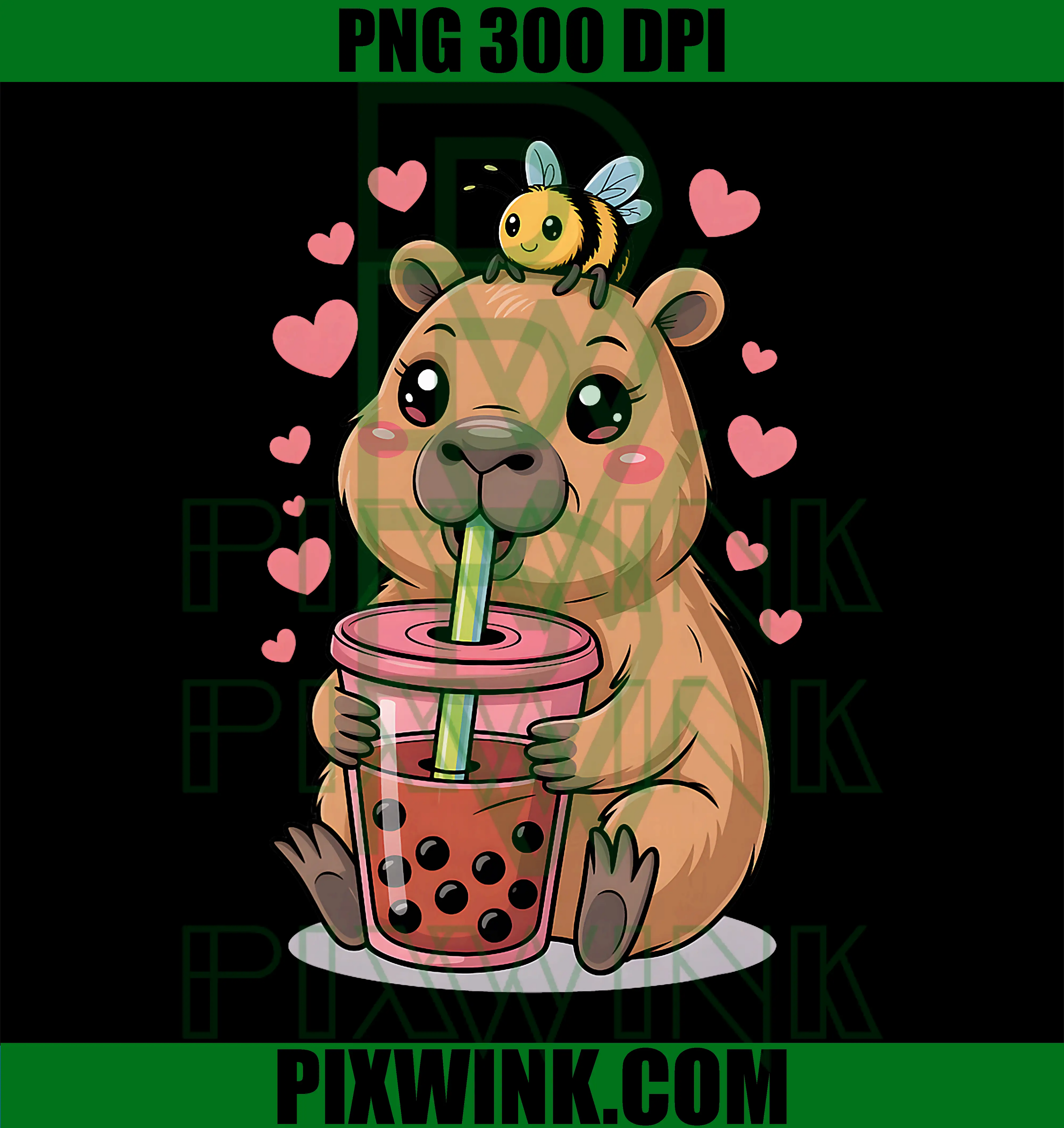 Bee Capybara Kawaii PNG