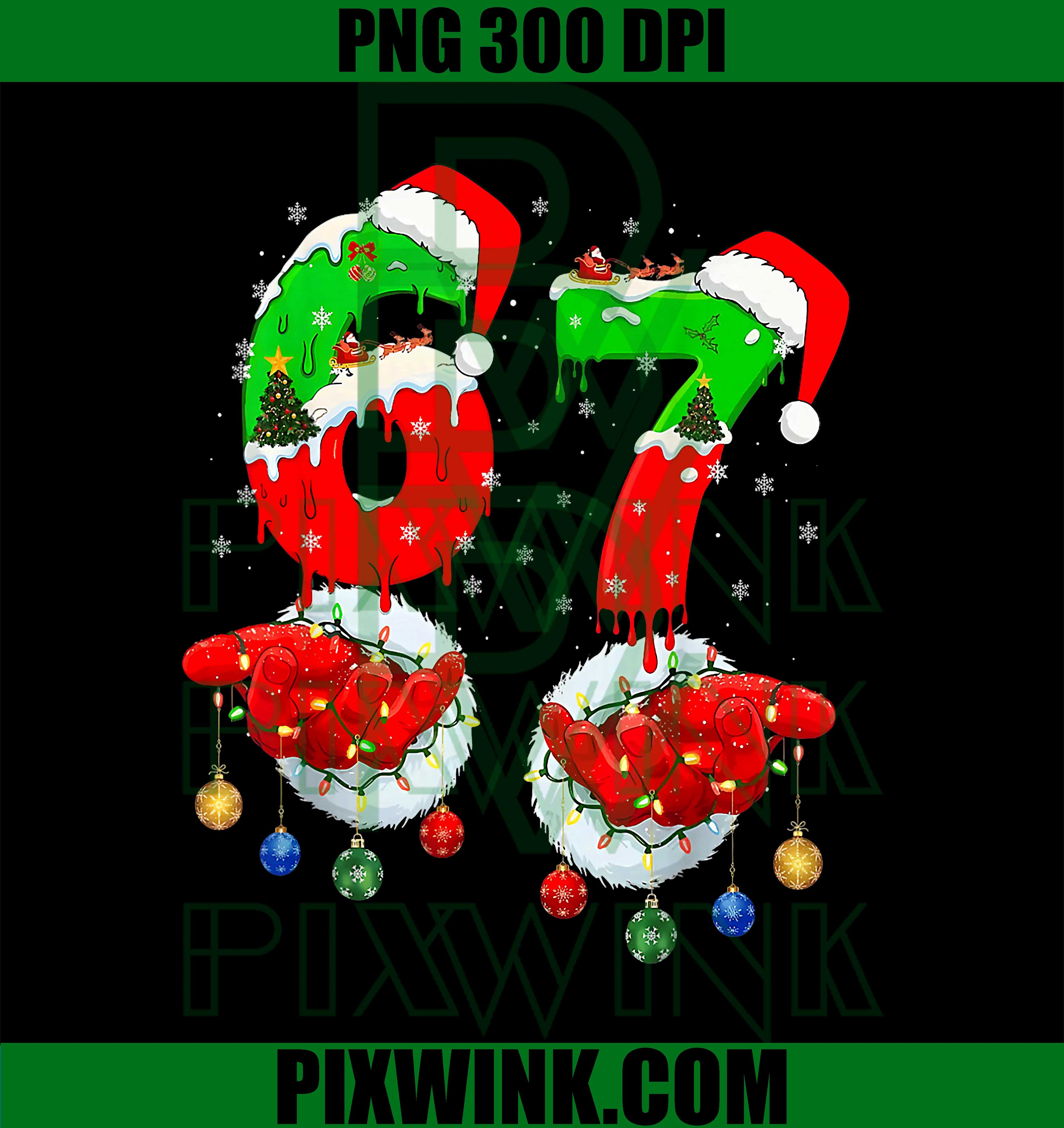  Six Seven 67 Meme PNG, 6 7 Christmas Santa Hand PNG,  Xmas Party PNG