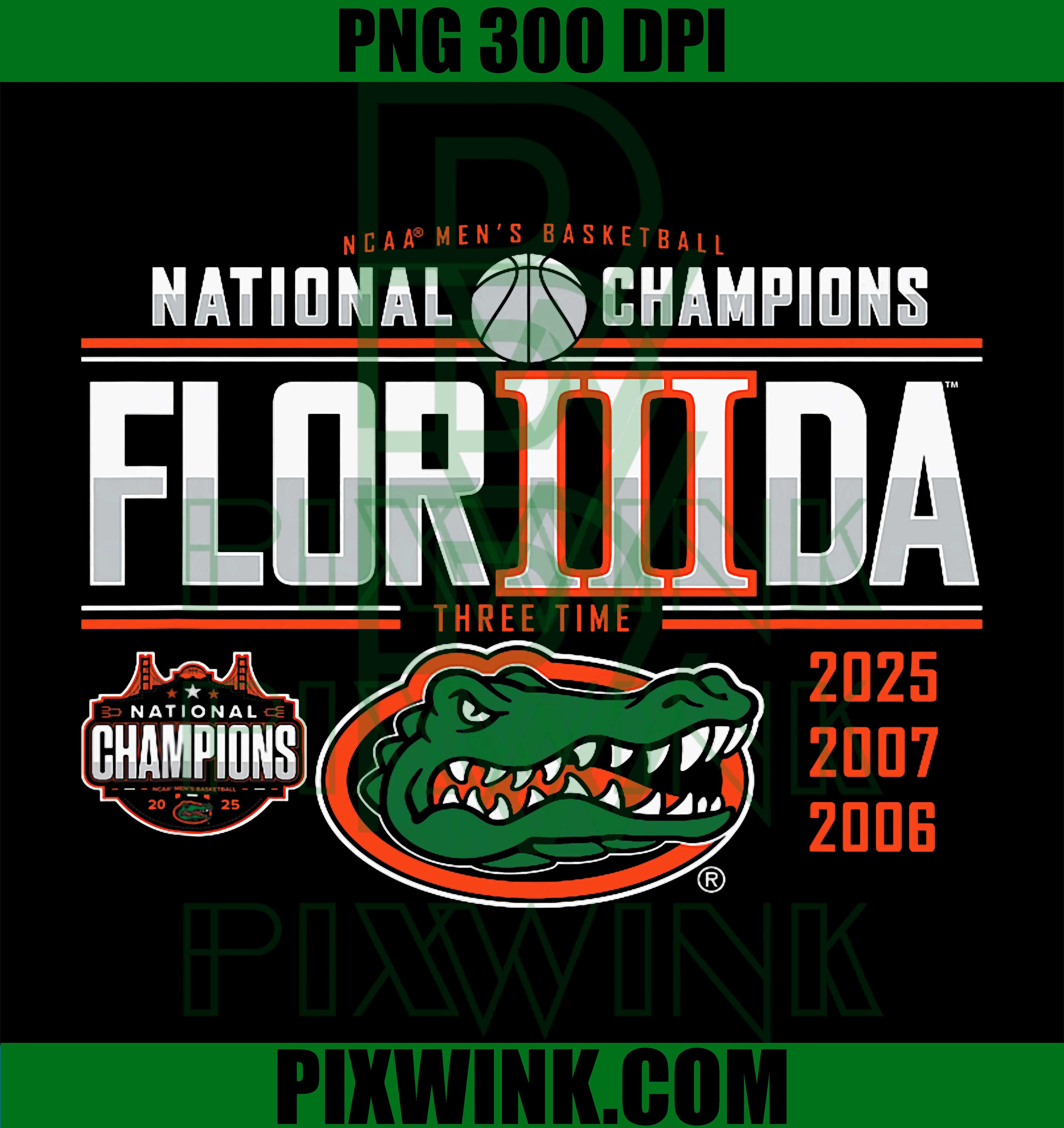 Florida Gators National Champs PNG, 2025 Men's Basketball III PNG
