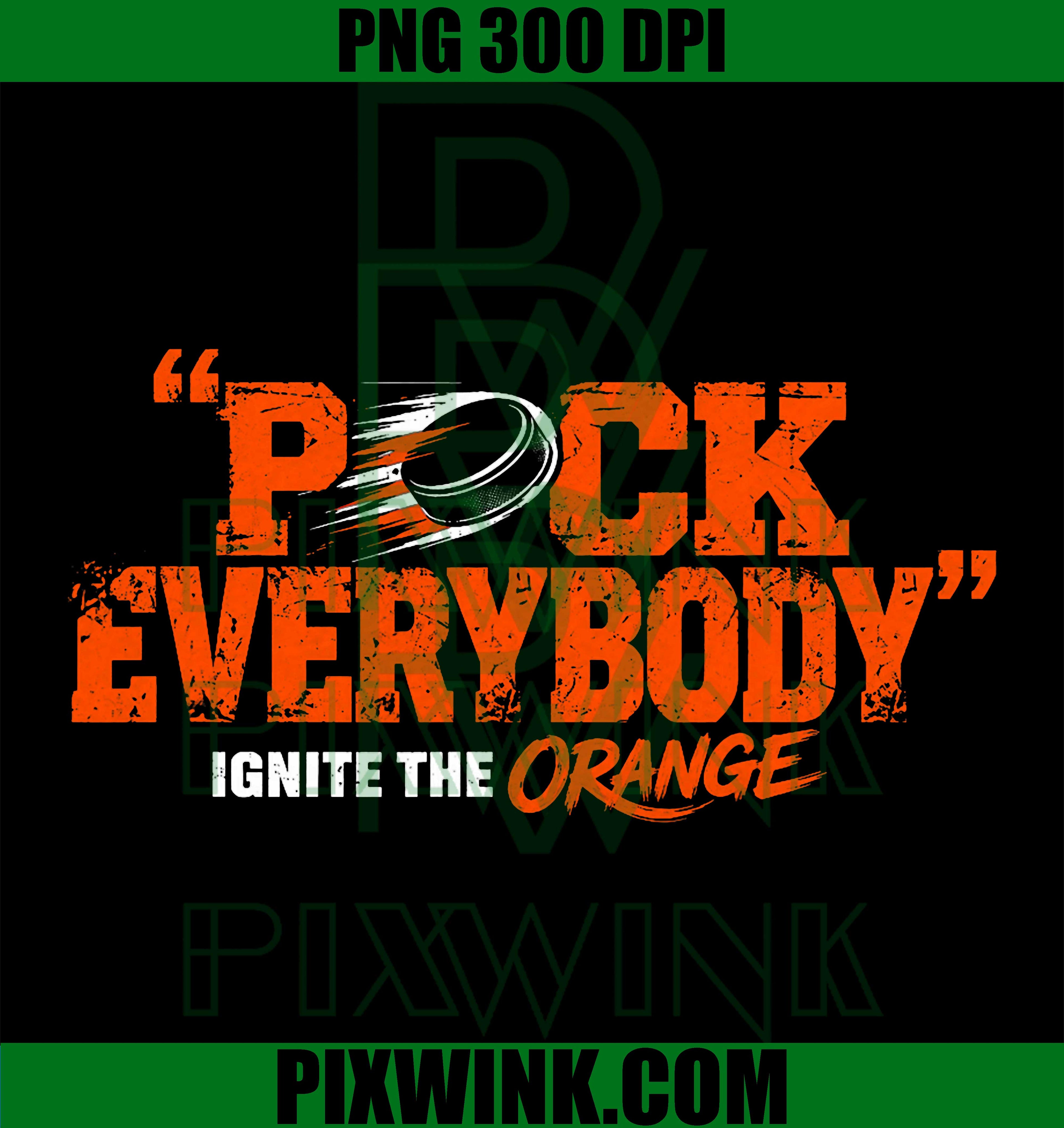 Puck Everybody PNG, Orange Hockey Humor PNG Sports Design