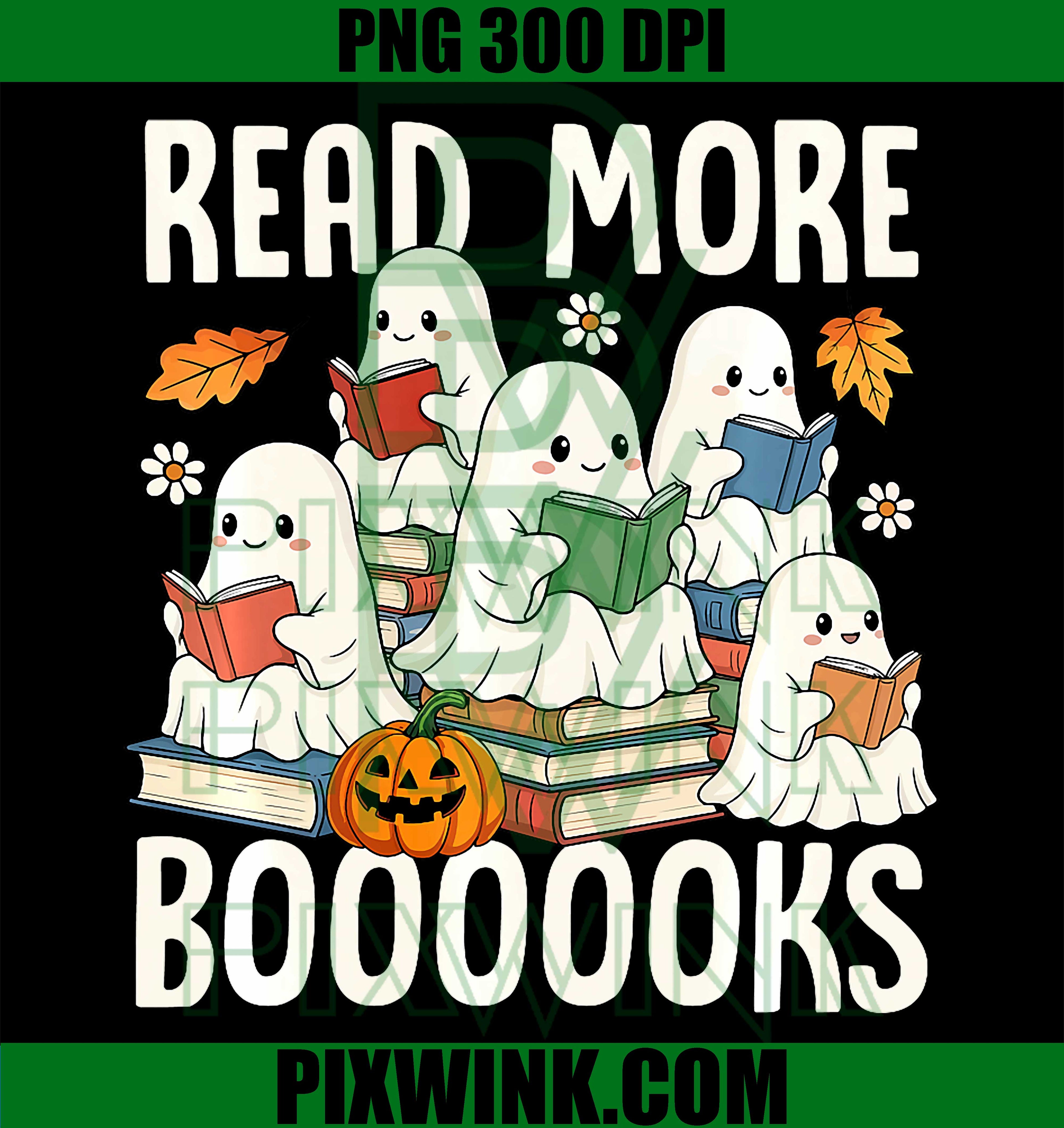Read More Booooks PNG, Cute Ghost Reading PNG Halloween Book Lover Design