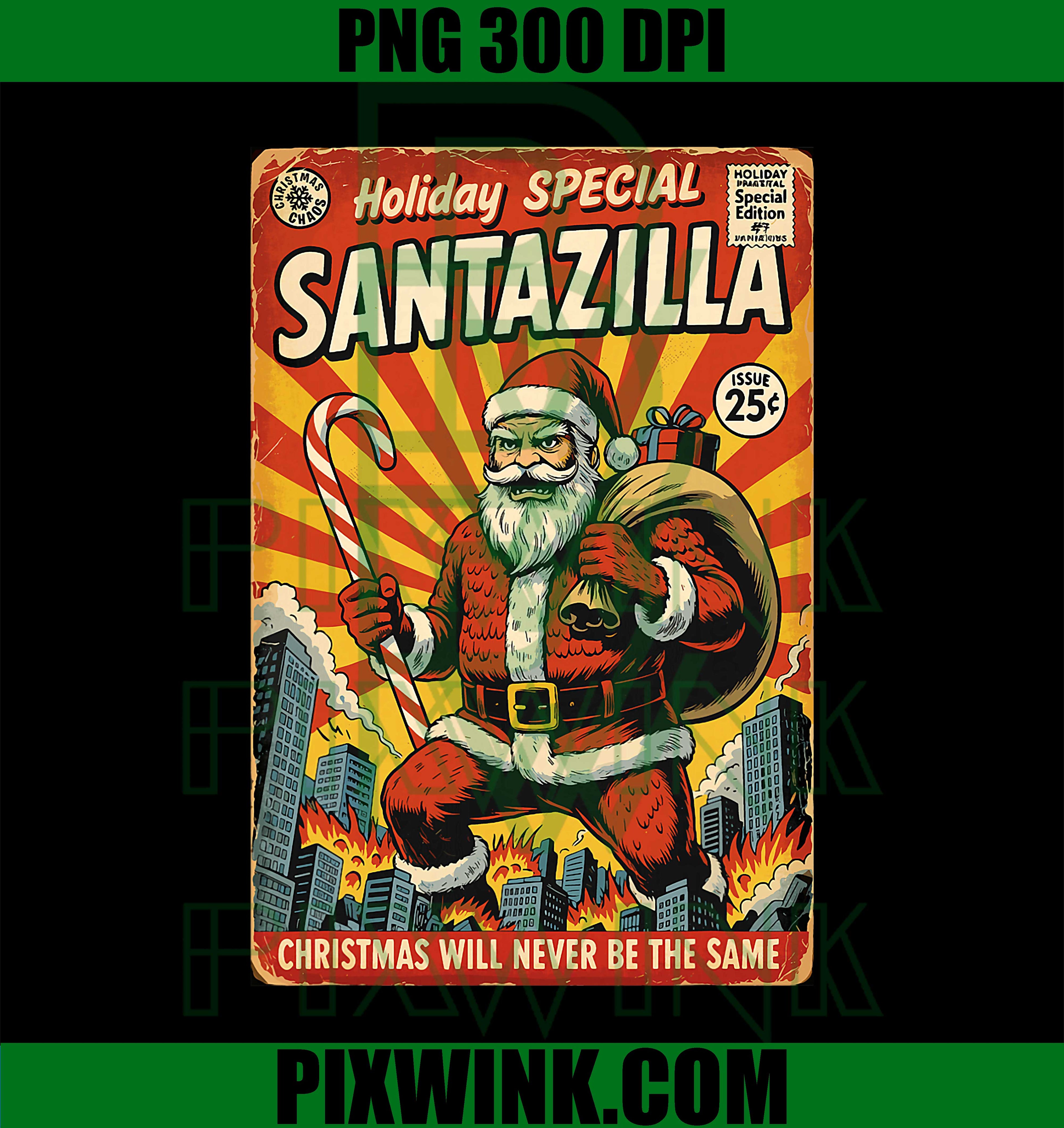 Santazilla Kaiju Christmas Marching Santa Edition Art PNG