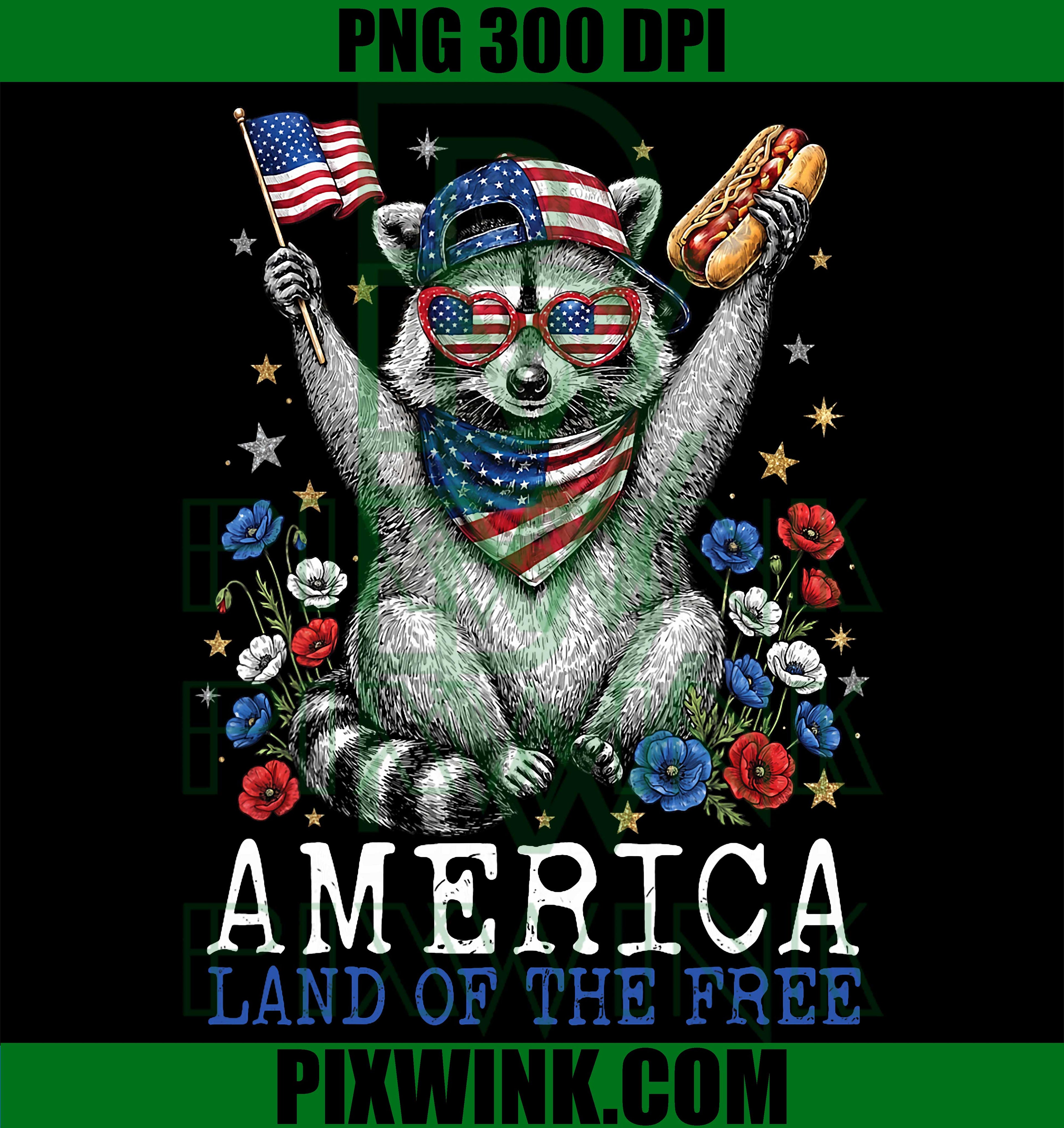 Patriotic Raccoon America 250 PNG, Land of the Free 250th Anniversary PNG