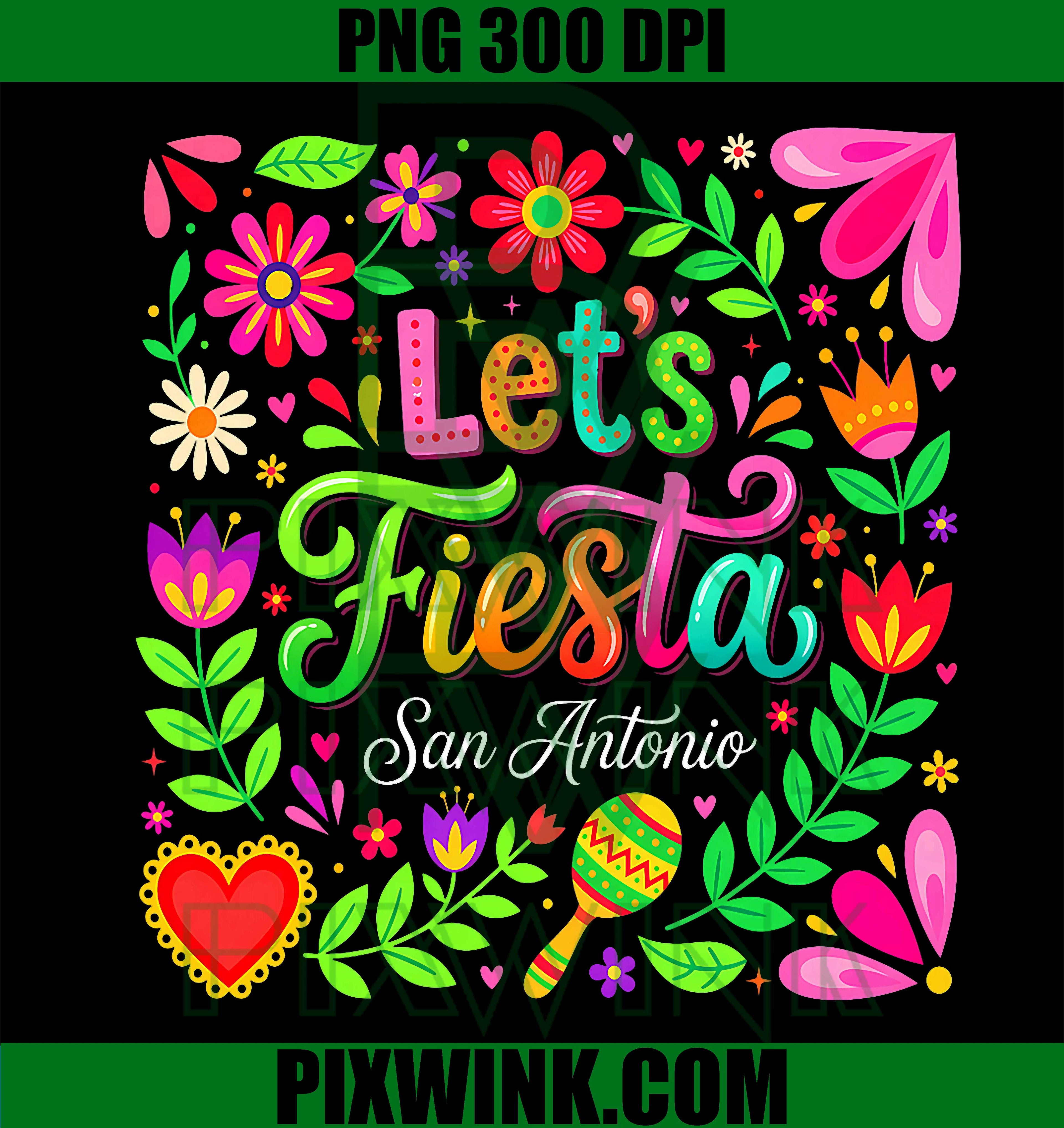 Boho Floral Let’s Fiesta PNG, San Antonio Cinco De Mayo Retro Design