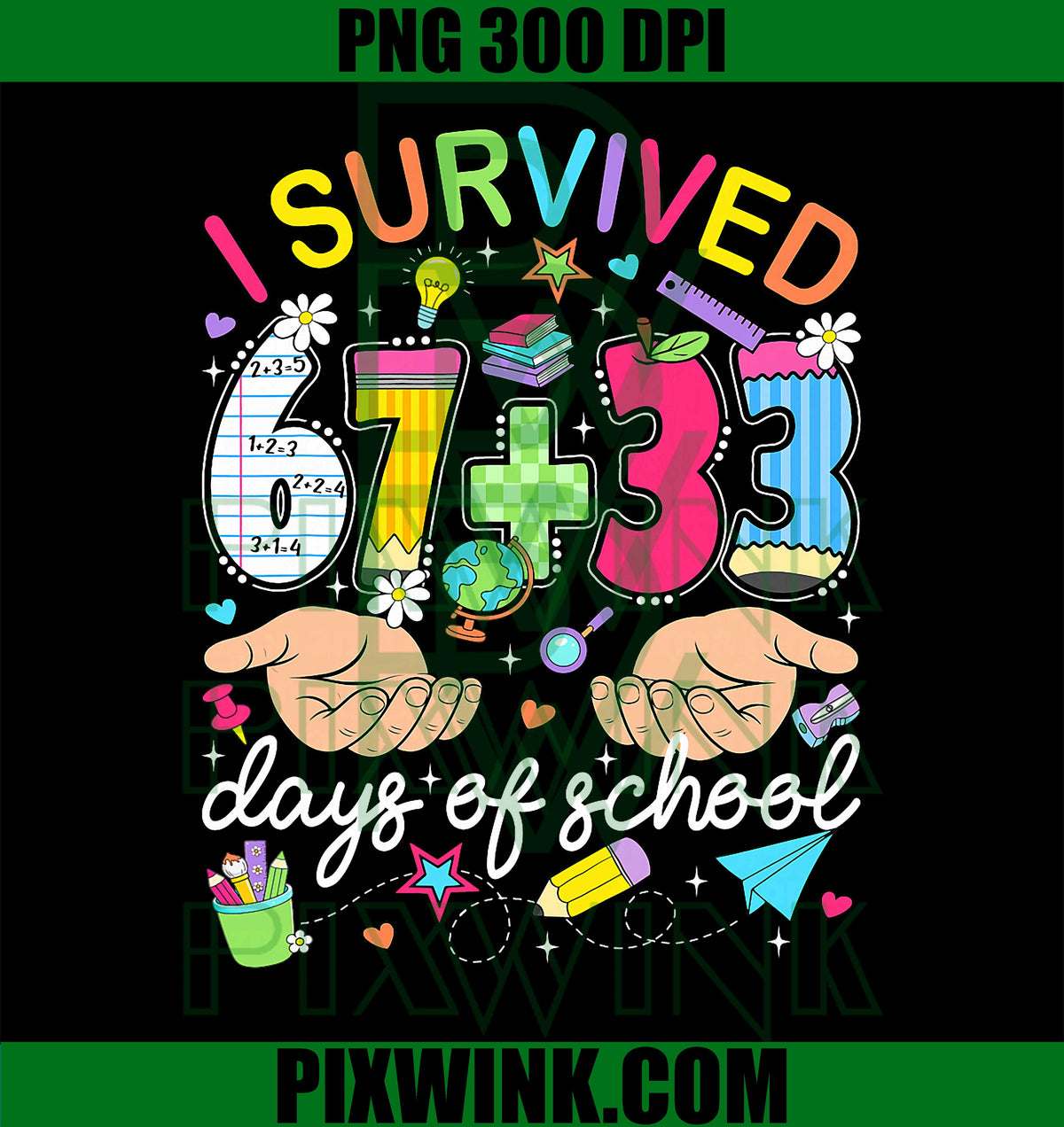 I Survived 67 33 Days of School PNG, 100th Day Teacher Student PNG