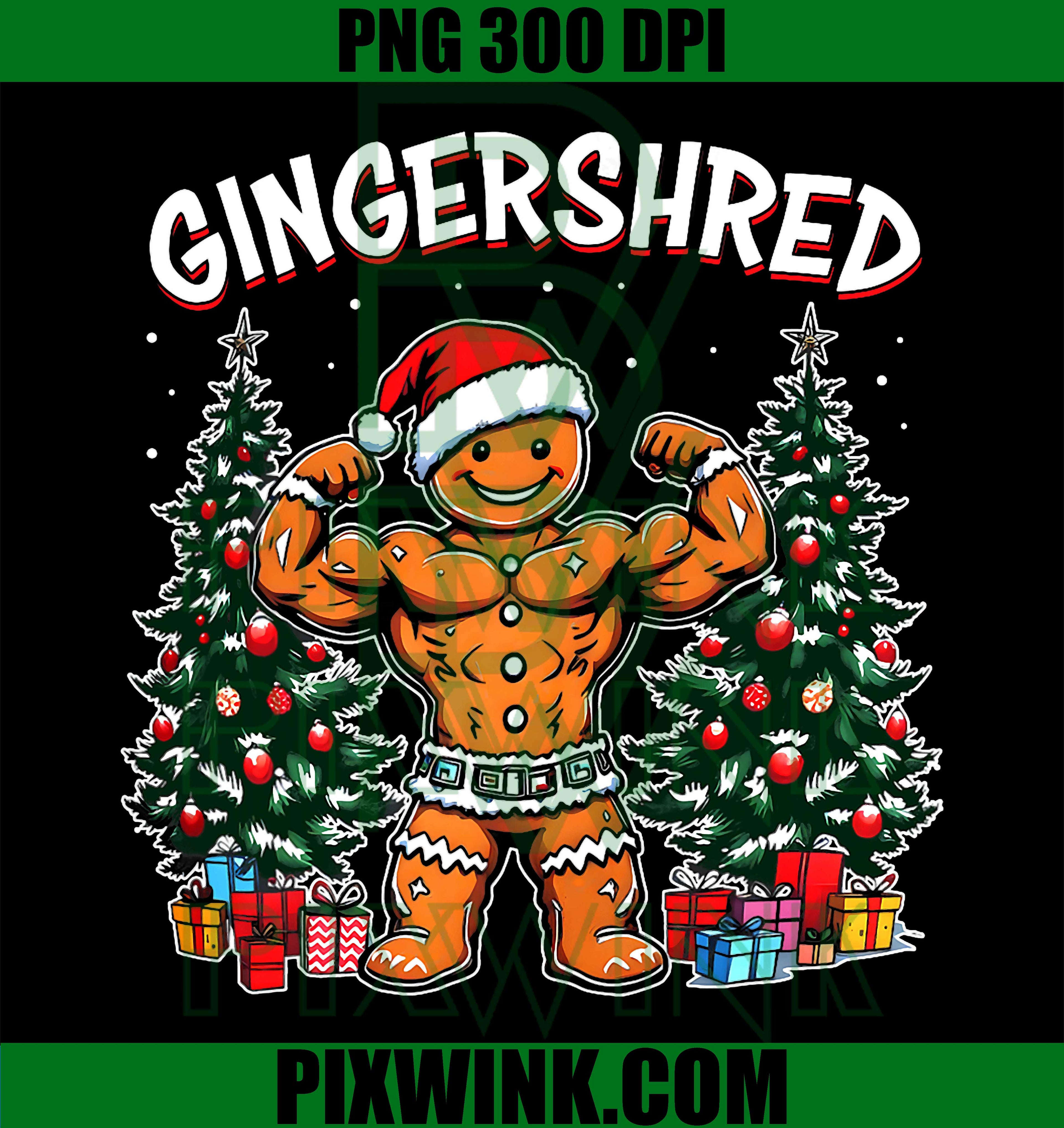 Gingershred, Funny Gingerbread Man Gym Bodybuilding Christmas PNG