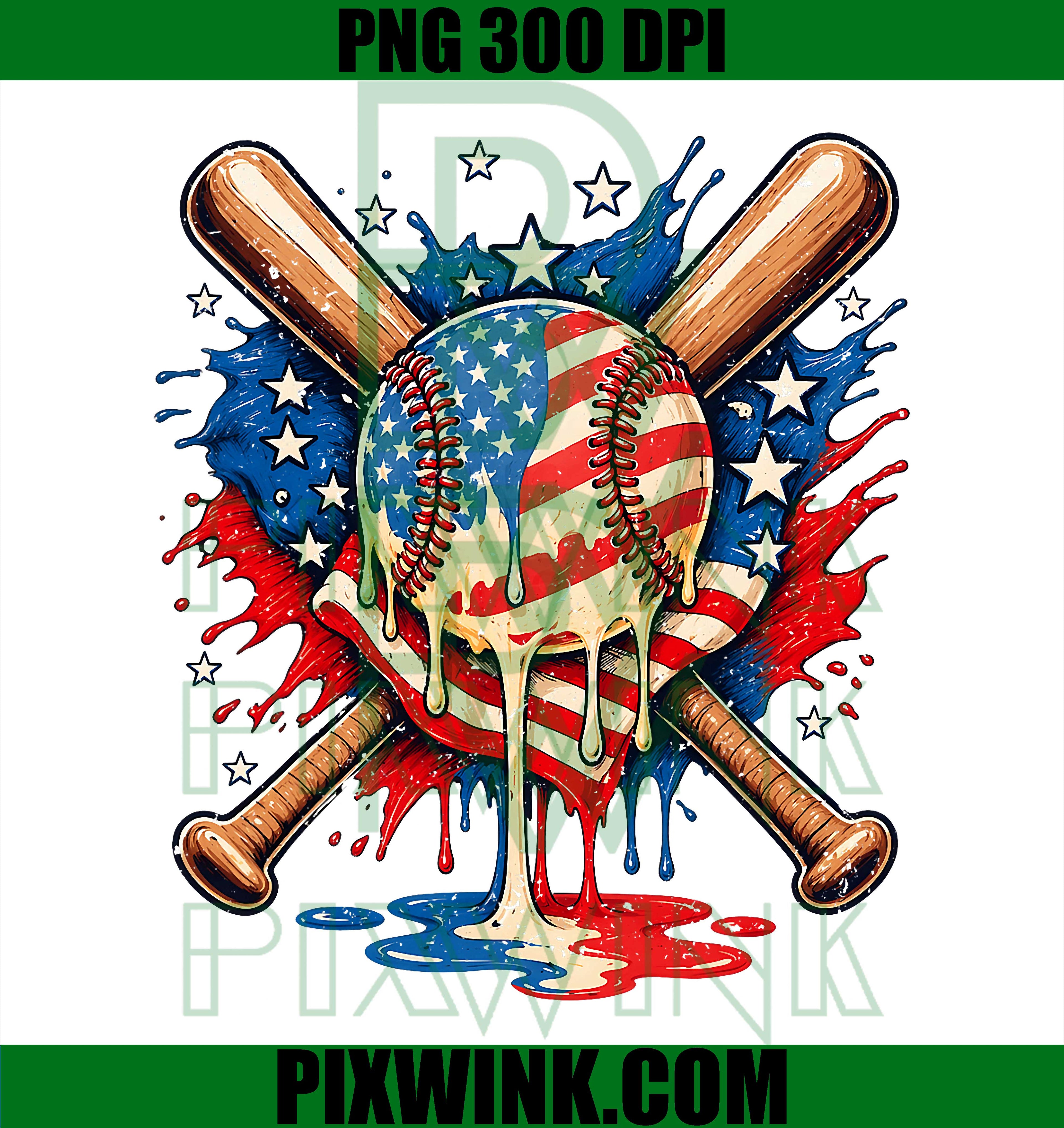 Baseball Drip PNG, American Flag Patriotic PNG Sports Design