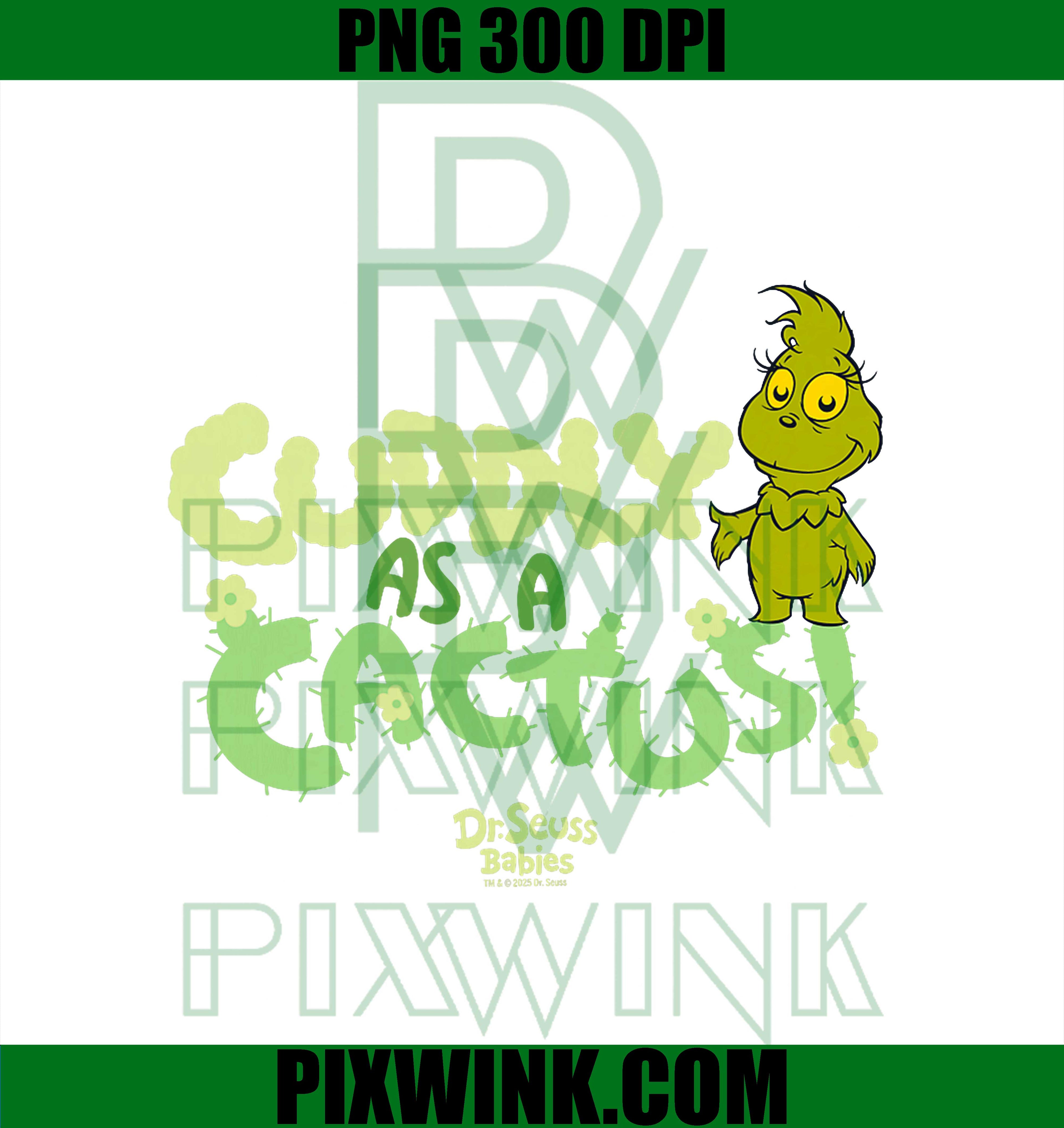 Dr.Seuss Baby Grinch Cuddly As A Cactus PNG, Baby Grinchmas PNG