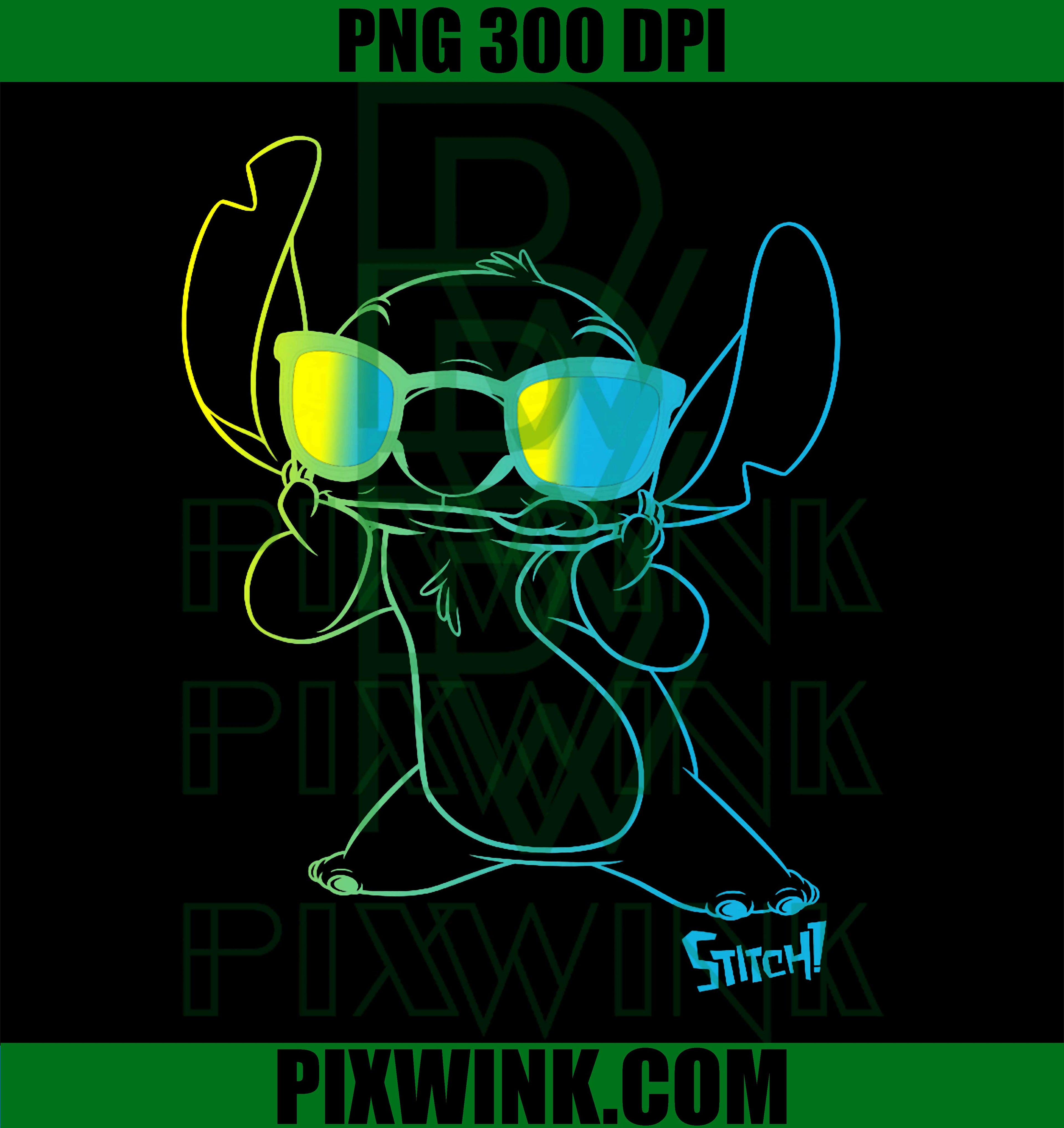 Disney Lilo & Stitch Cool PNG, Stitch Neon Outline Chest Portrait PNG