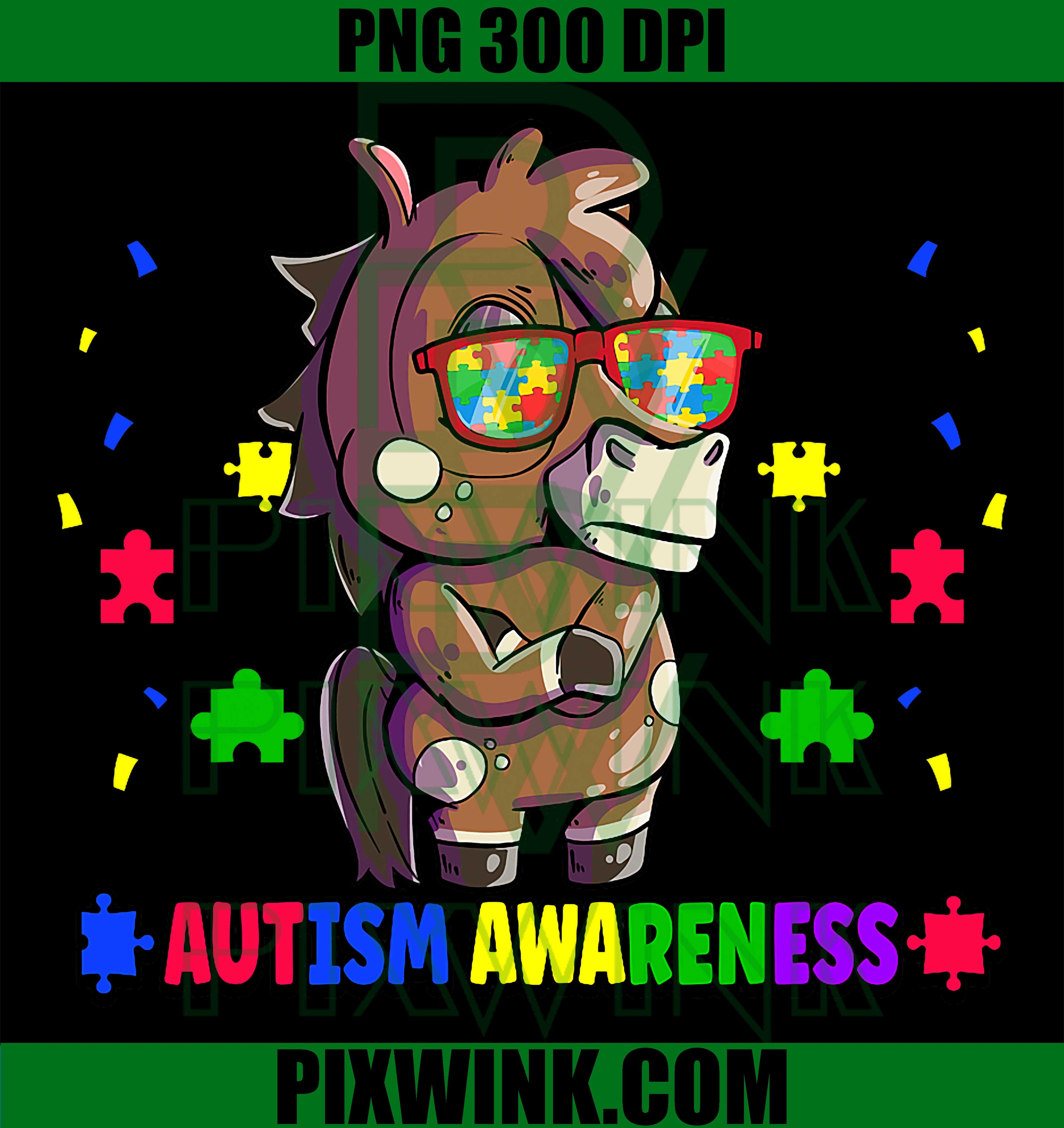 Autism Awareness PNG, Cute Horse Puzzle PNG, Neurodiversity Art PNG
