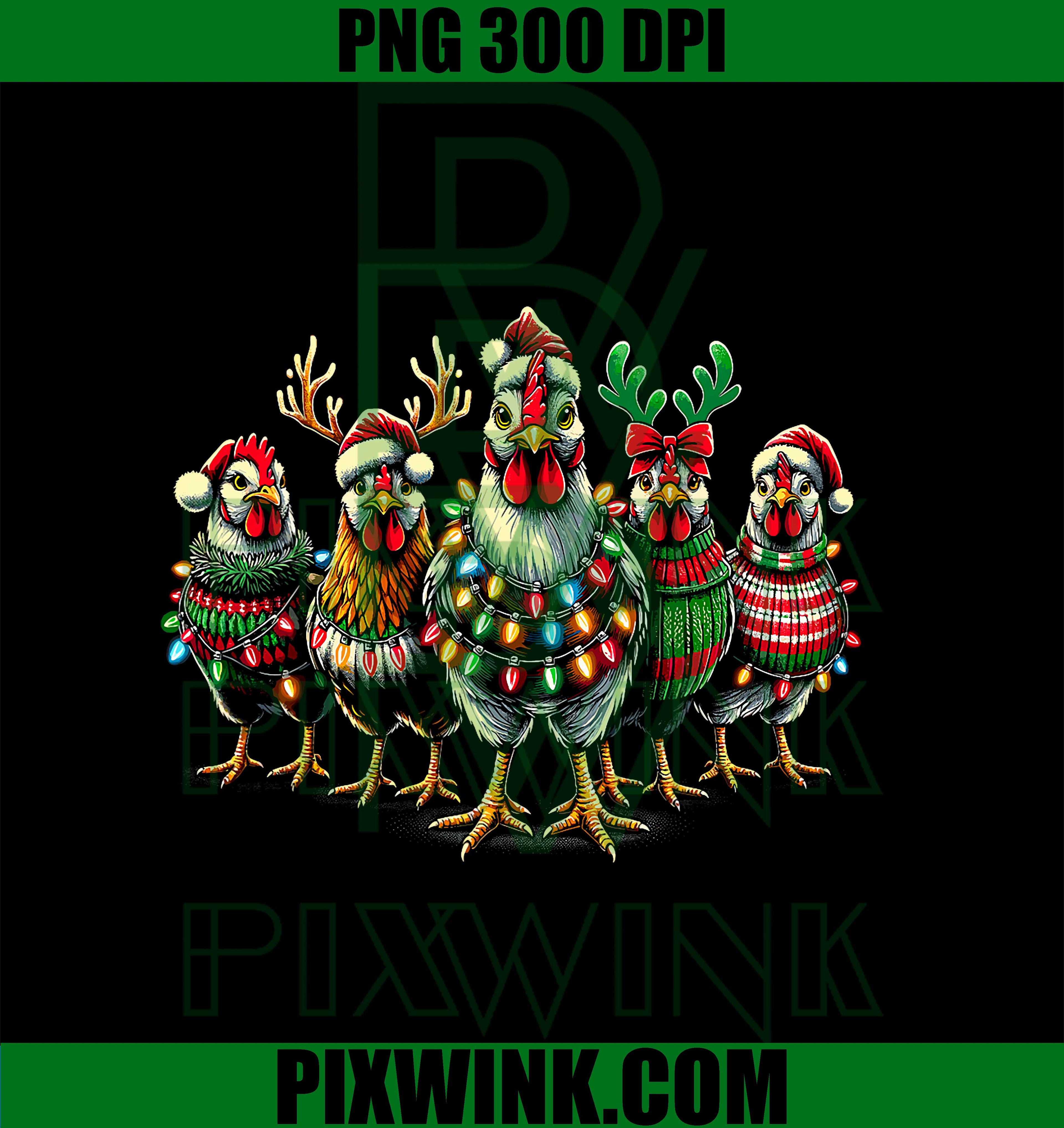 Christmas Chicken Lights PNG, Farm Xmas PNG, Santa Tree Farm PNG