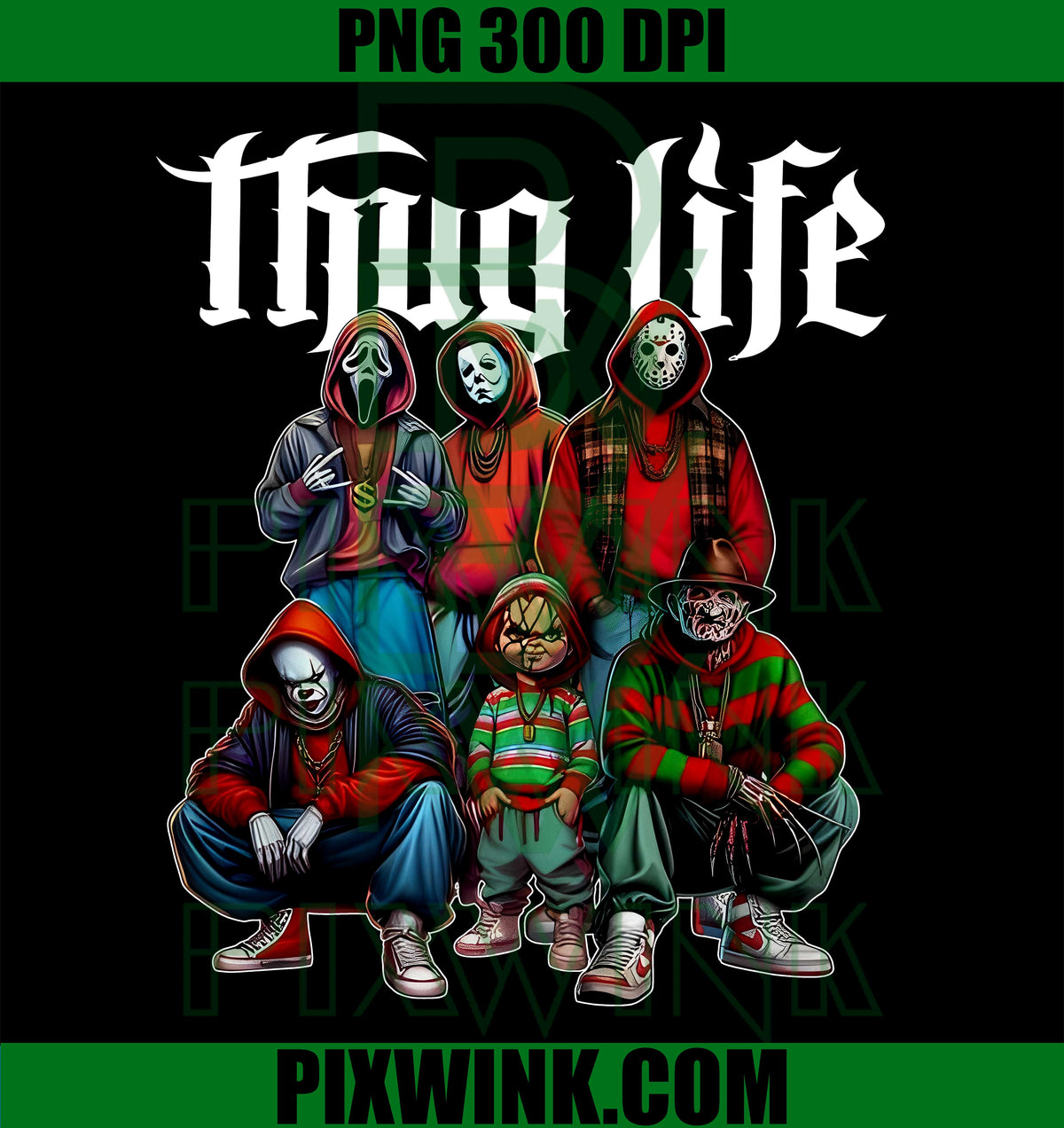 Halloween Horror PNG, Thug Life Villains PNG, Movie Slasher Art PNG