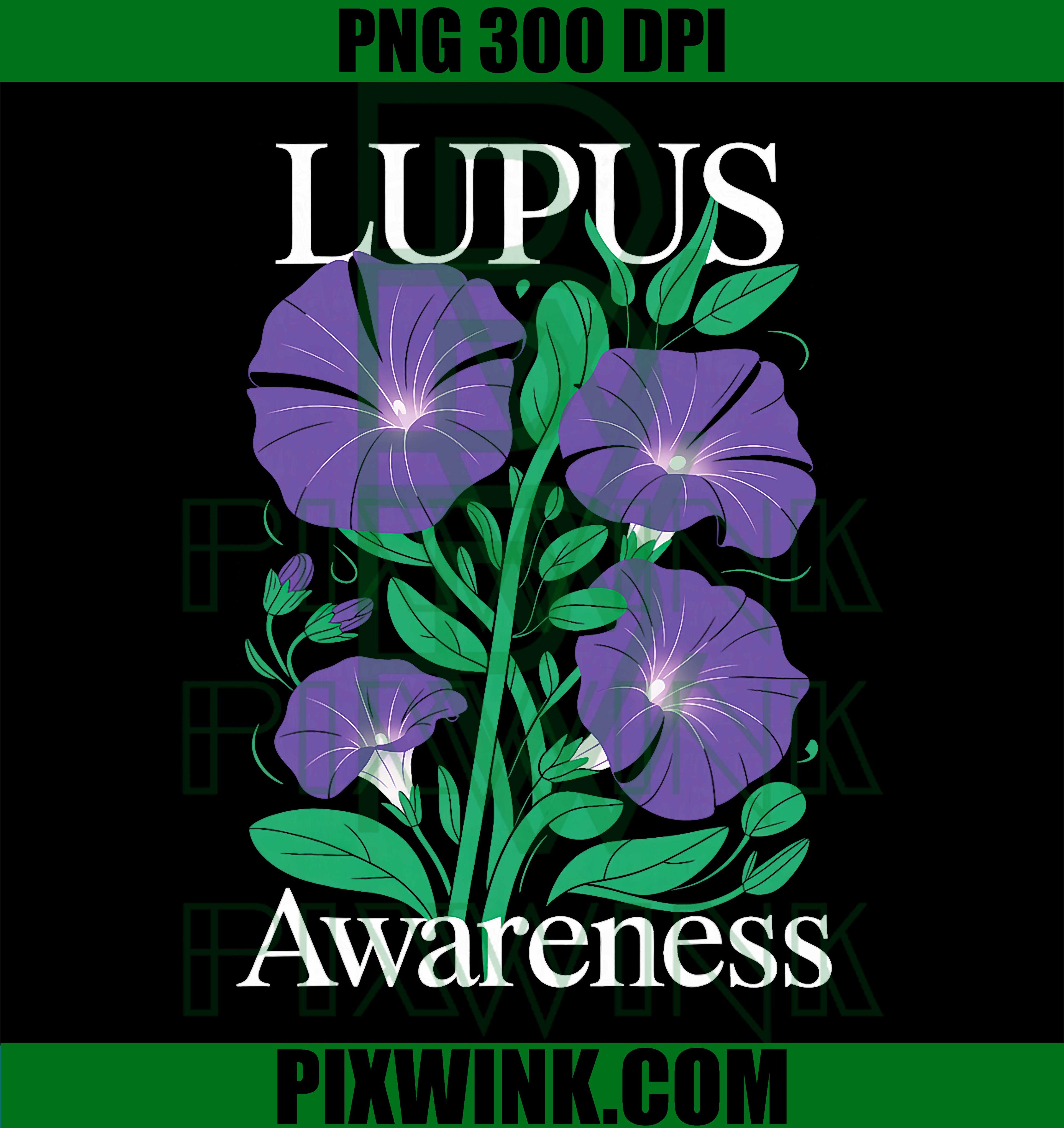 Boho Floral Lupus Awareness PNG, Purple Ribbon Retro Design