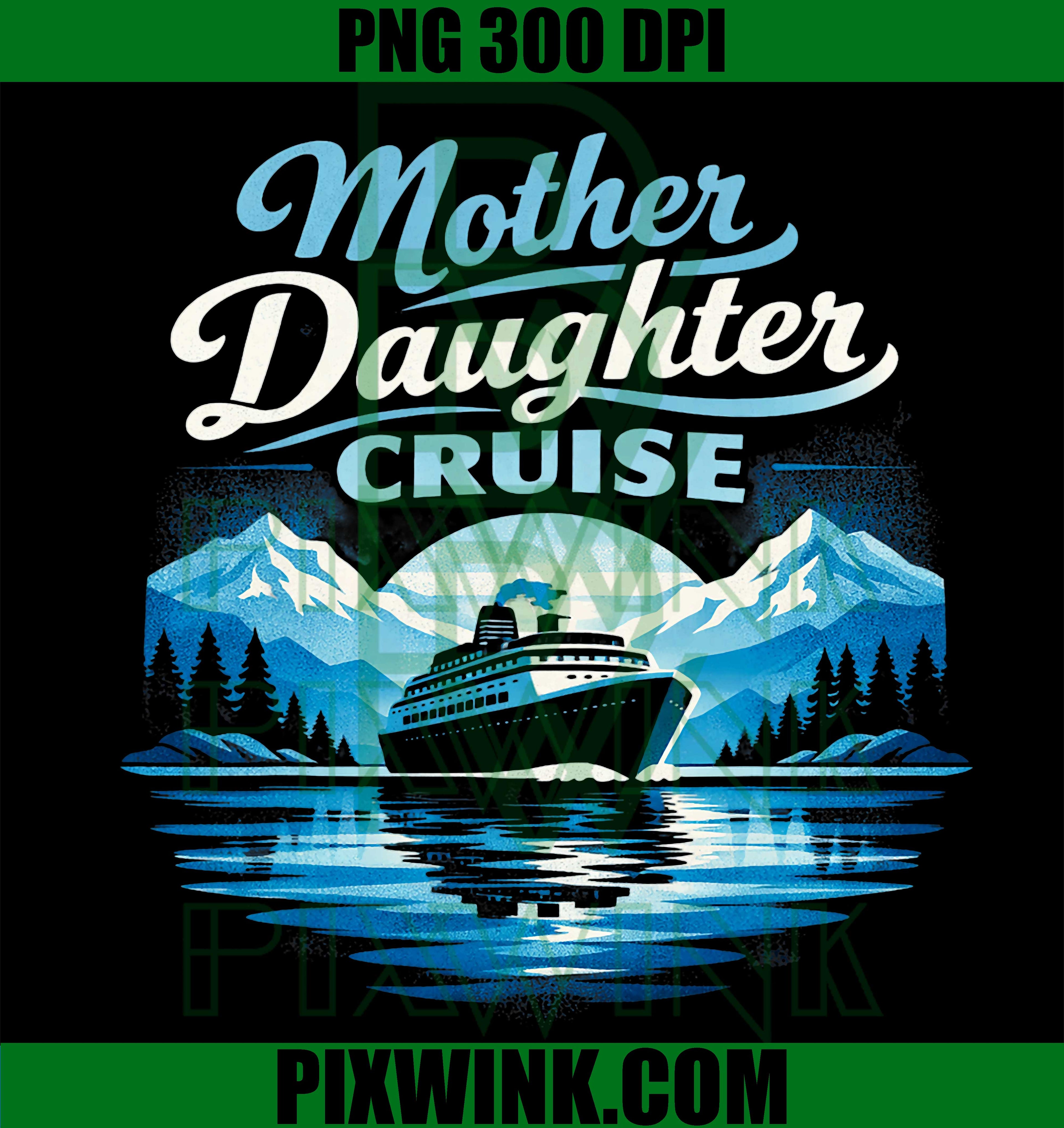 Mother Daughter Cruise PNG, Ship Mountains PNG, Nautical Sailing PNG