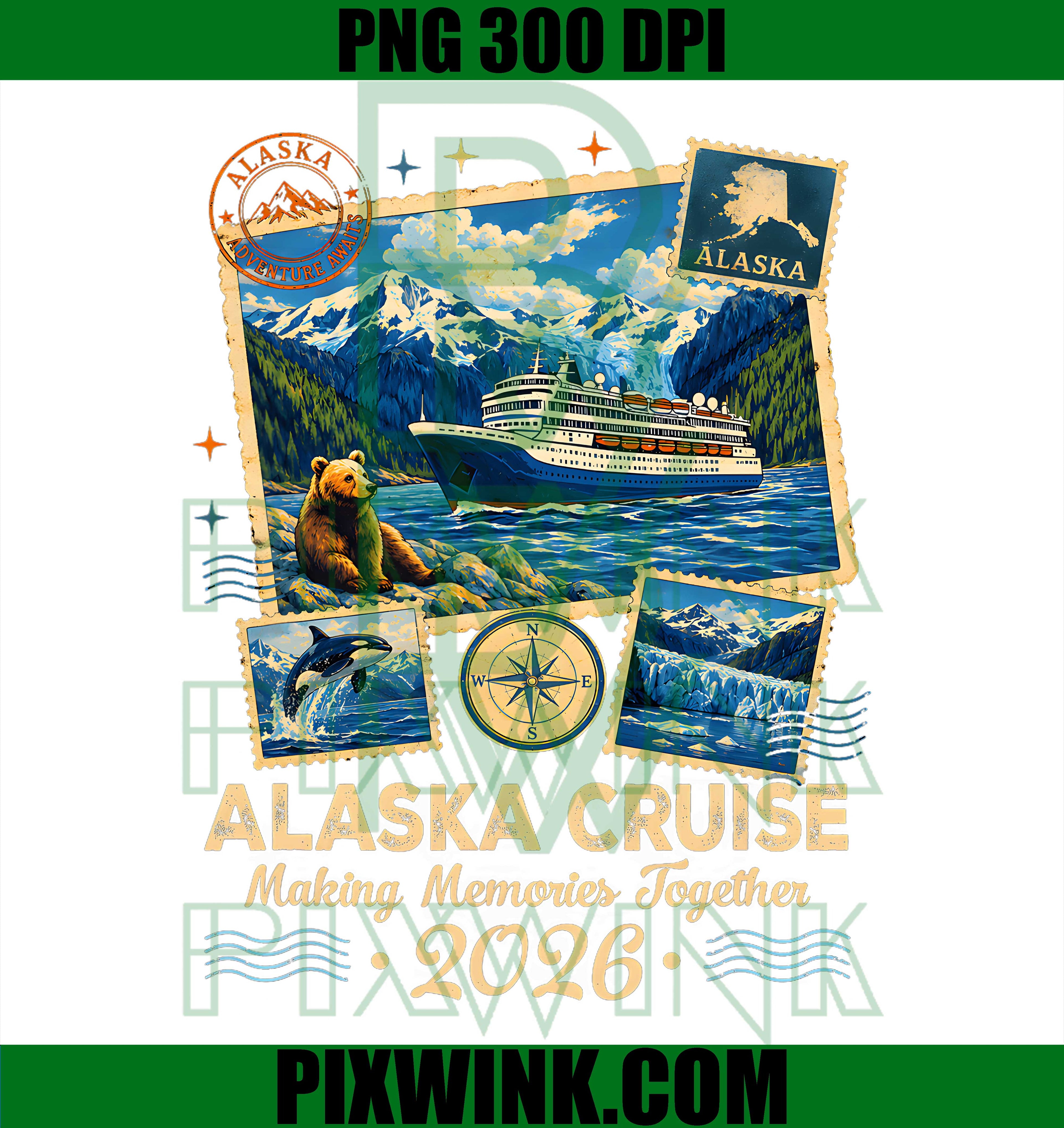 Alaska Vacation 2026 Cruise PNG, Family Matching Group Trip PNG