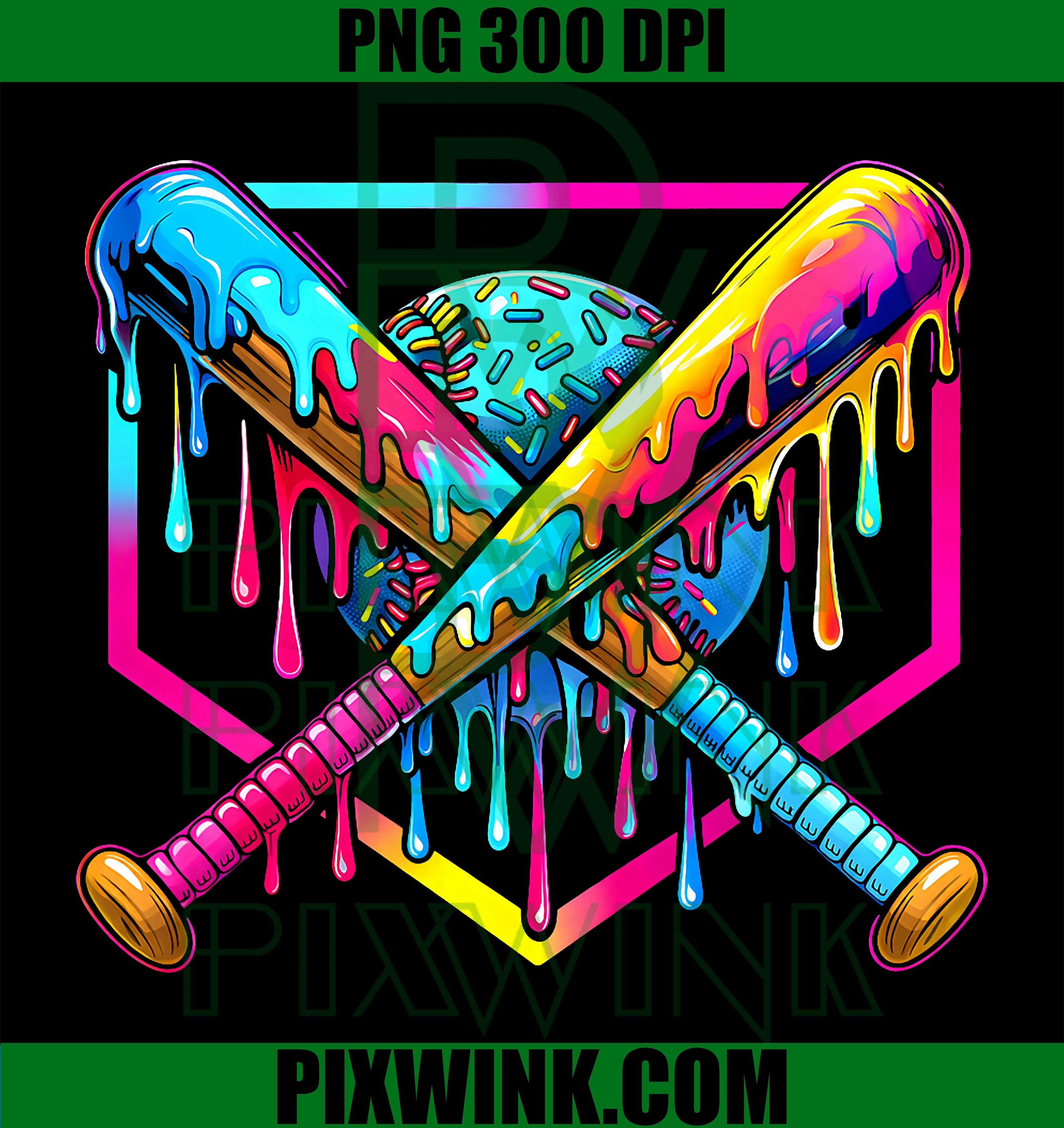Baseball Drip PNG, Ice Cream Youth Baseball PNG Kids Sports Design