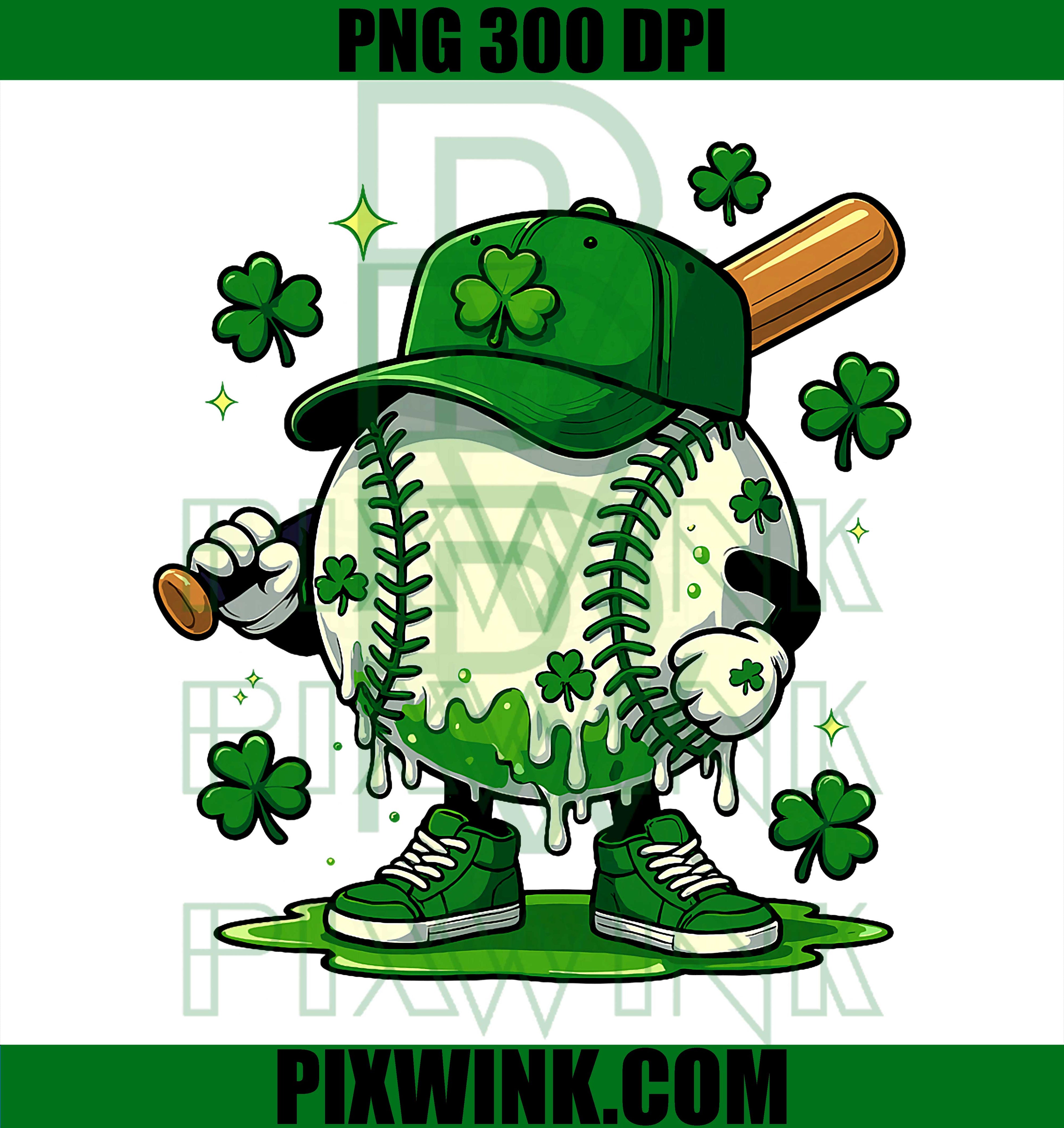 St Patricks Day Ice Cream Baseball Drip PNG, Family Sports PNG