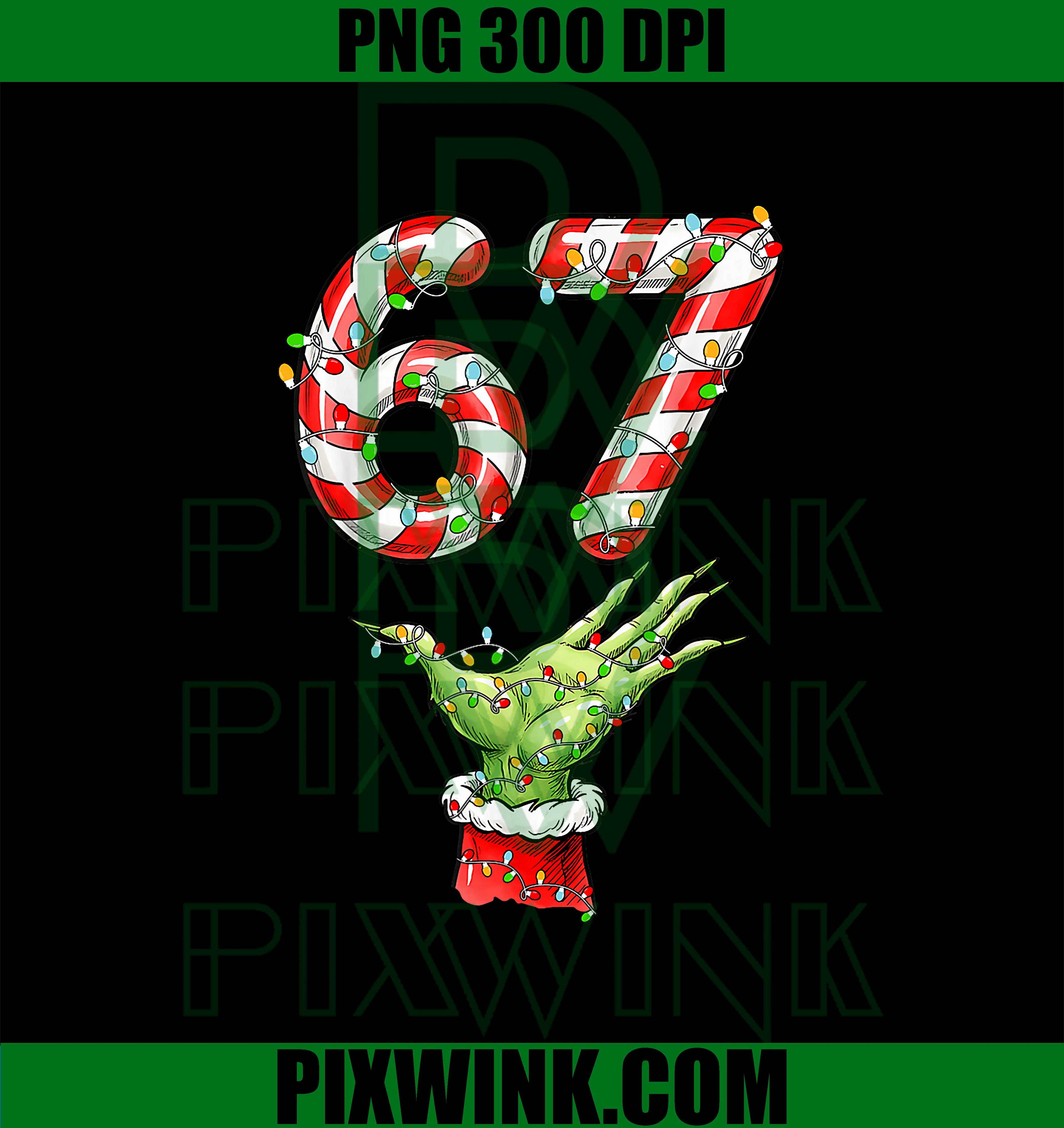 67 Candy Cane PNG, Christmas 67 Candy Cane PNG, Viral Six Seven Meme PNG
