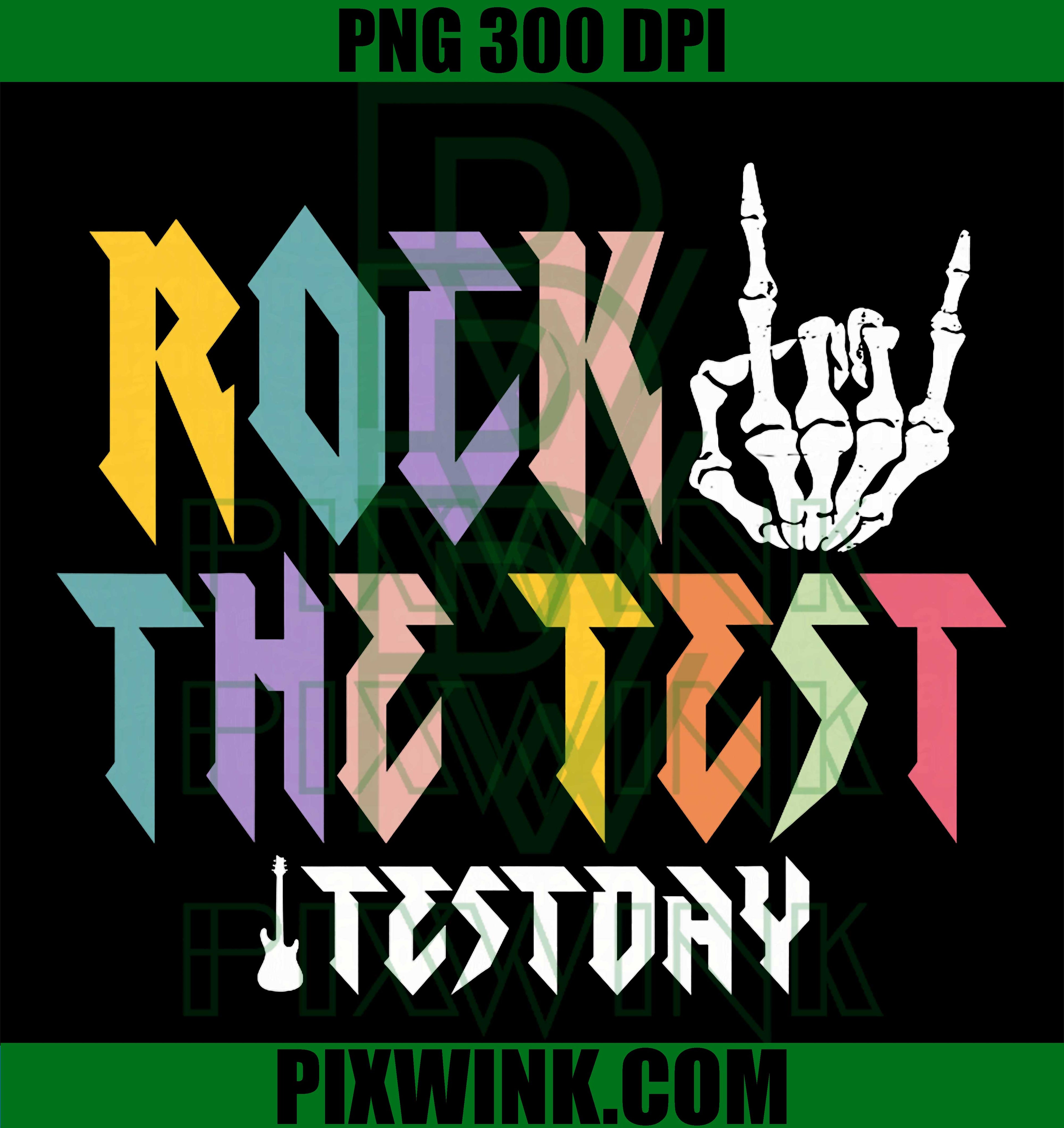 Rock The Test PNG, Skeleton Hand PNG Distressed School Design