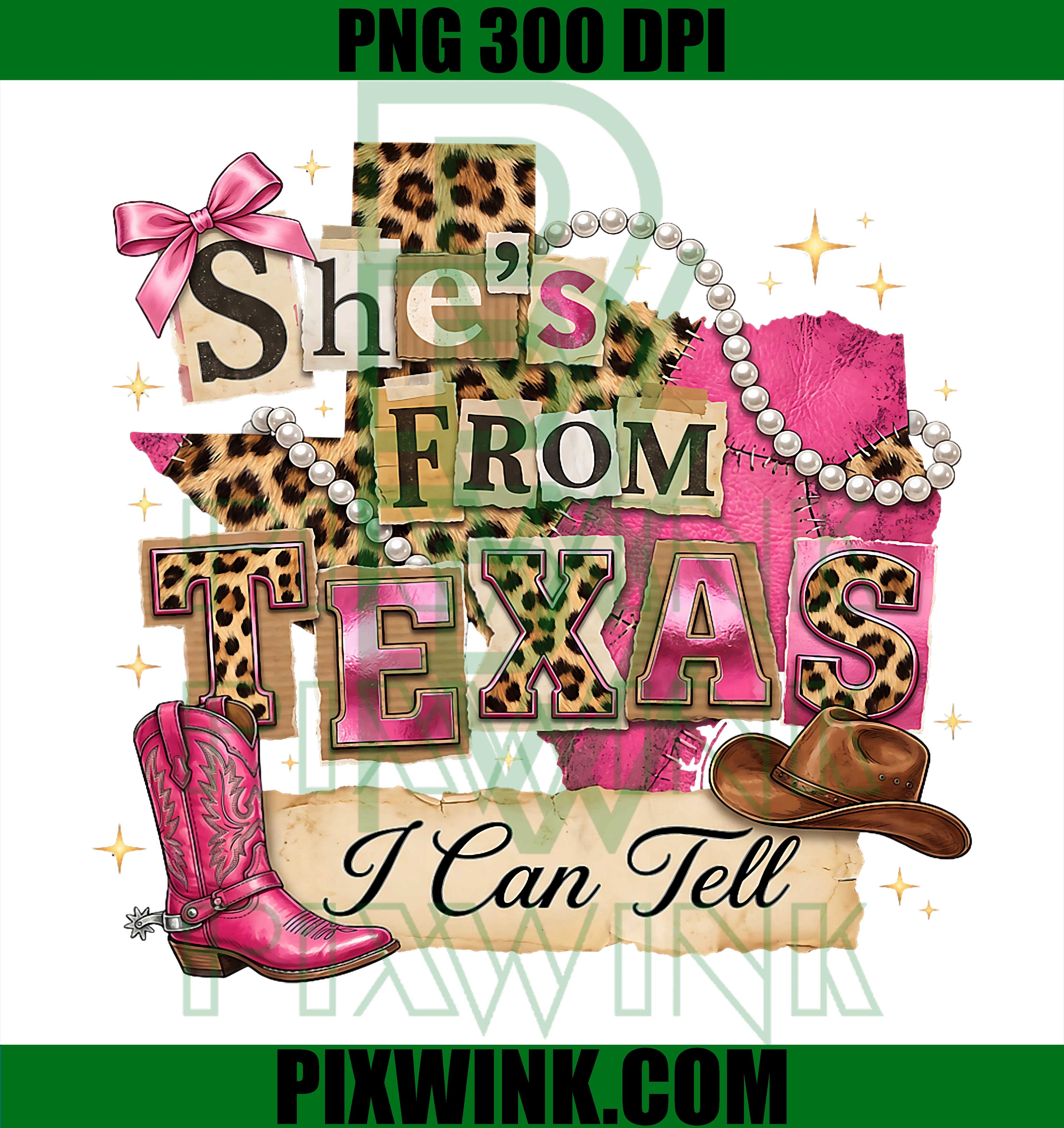 Texas Cowgirl Boot PNG, She’s From Texas PNG Pink Western Design