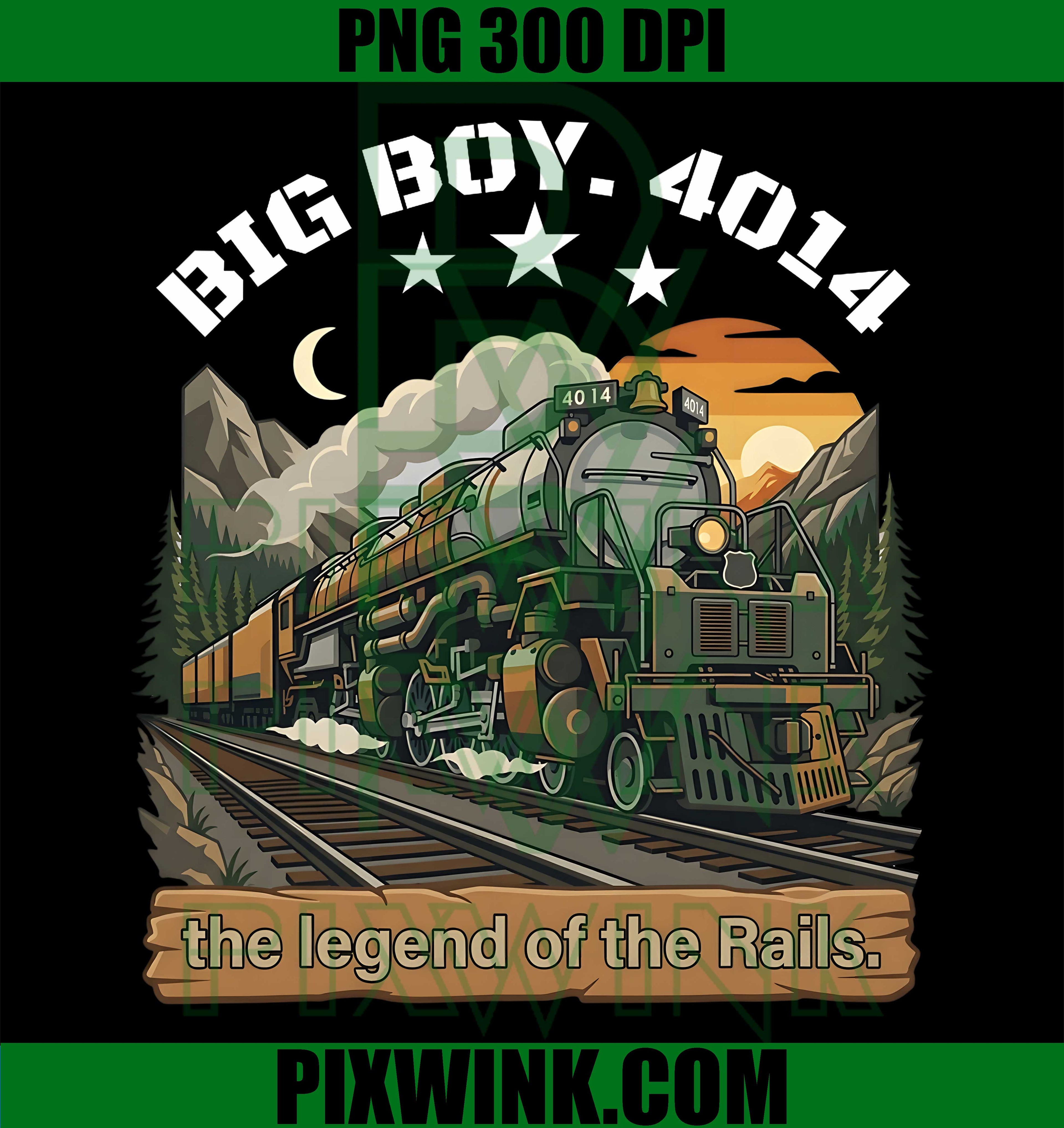 Big Boy 4014 Steam Engine PNG, Vintage Railroad Locomotive PNG