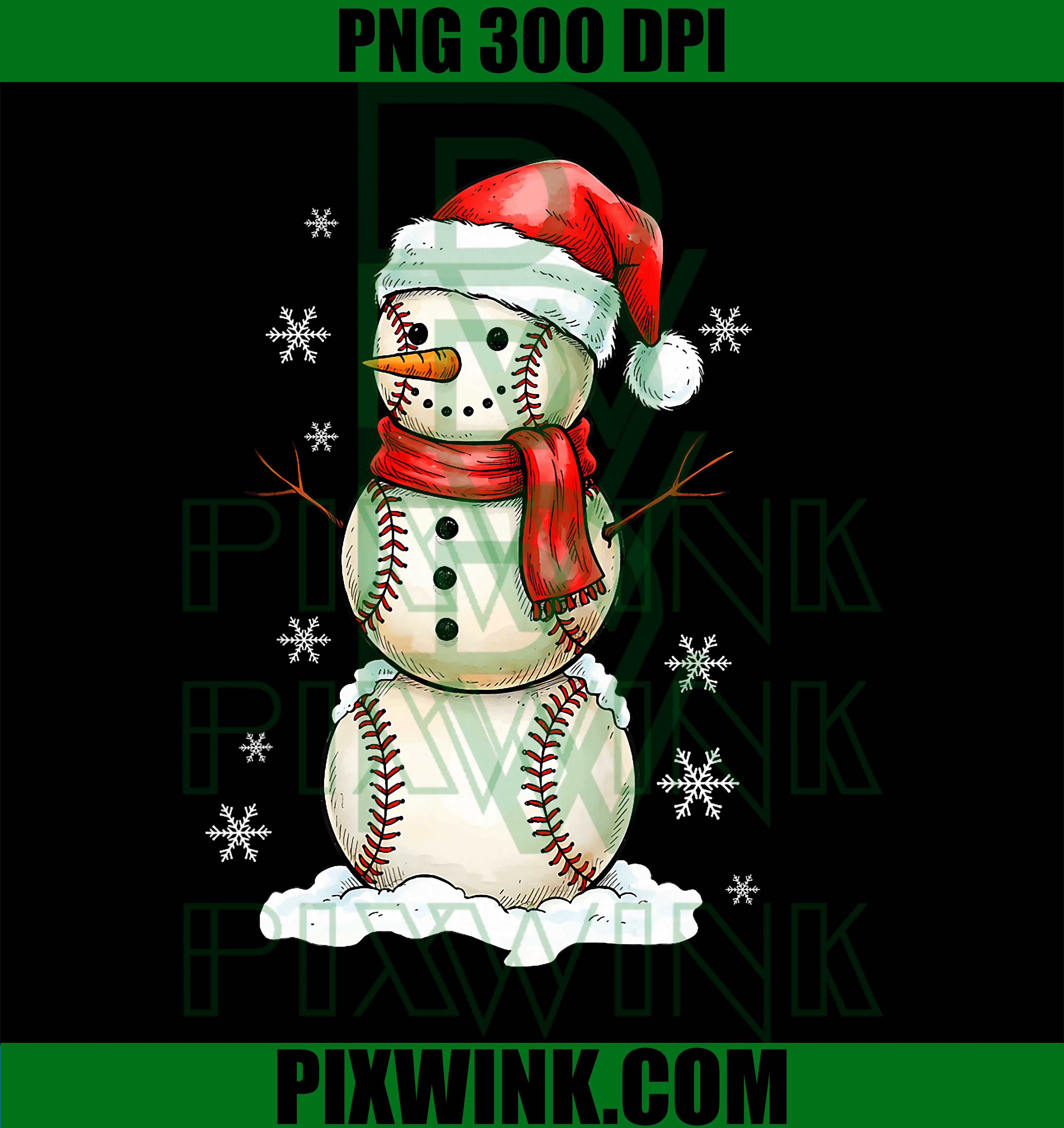 Baseball Snowman Christmas Holiday Sports Xmas PNG
