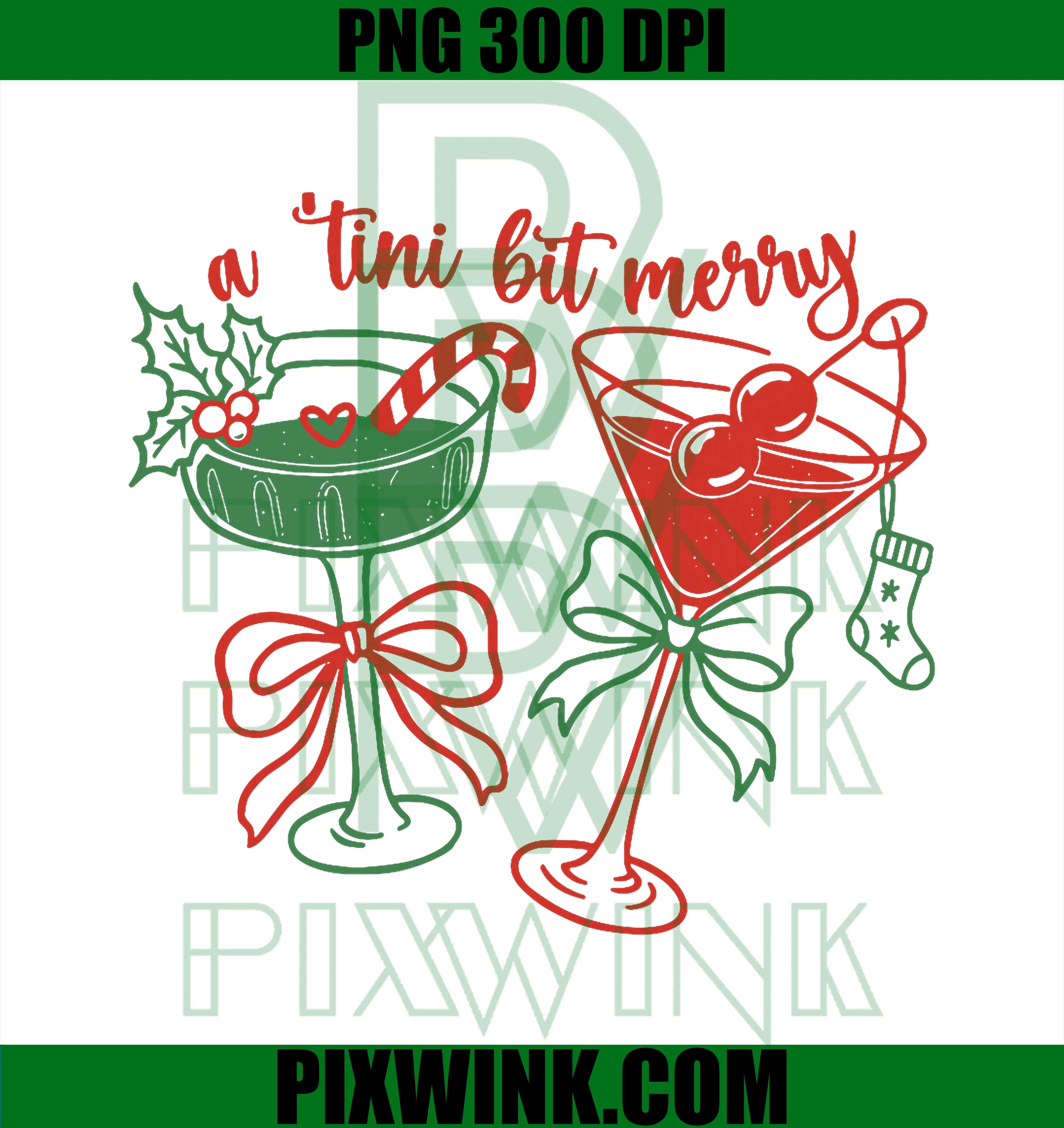 a Tiny Bit Merry Cheer Aesthetic Christmas Martini Cocktail PNG