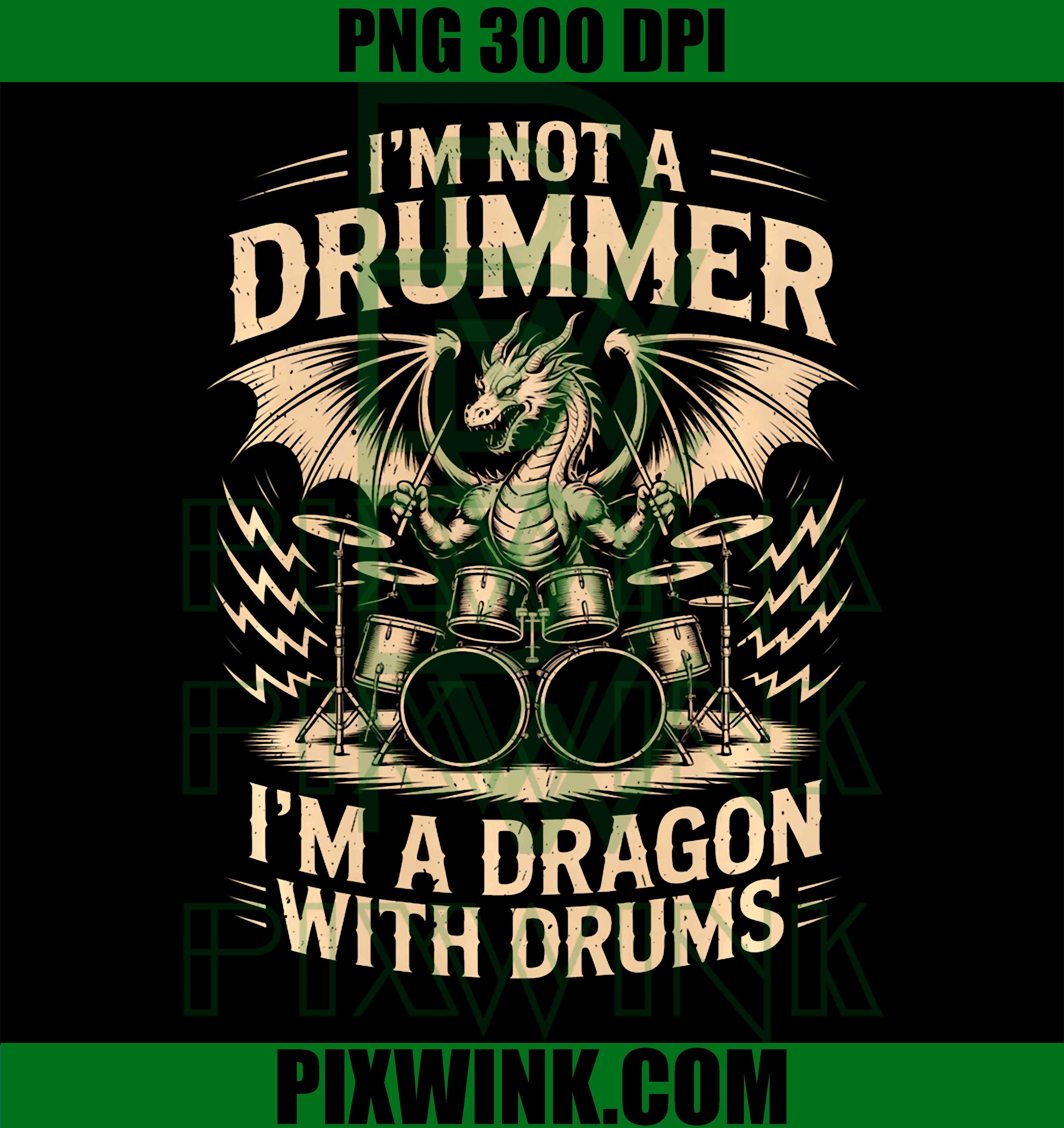 Funny Dragon Drummer, Music Lover Retro Band Sarcastic PNG