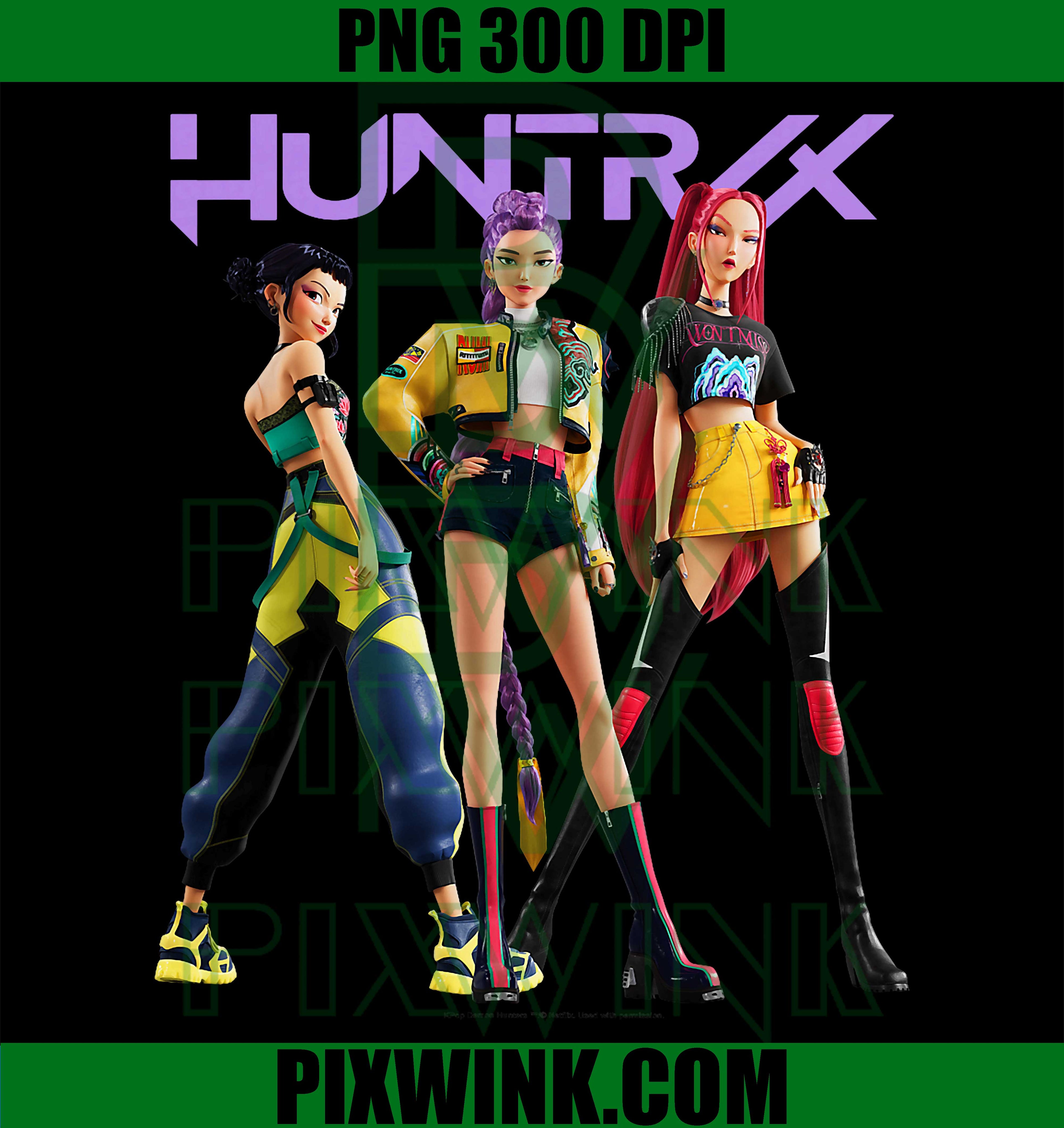 Kpop Demon Hunters Huntrix PNG, Mira Rumi Zoey Poster Pose PNG Kpop Design
