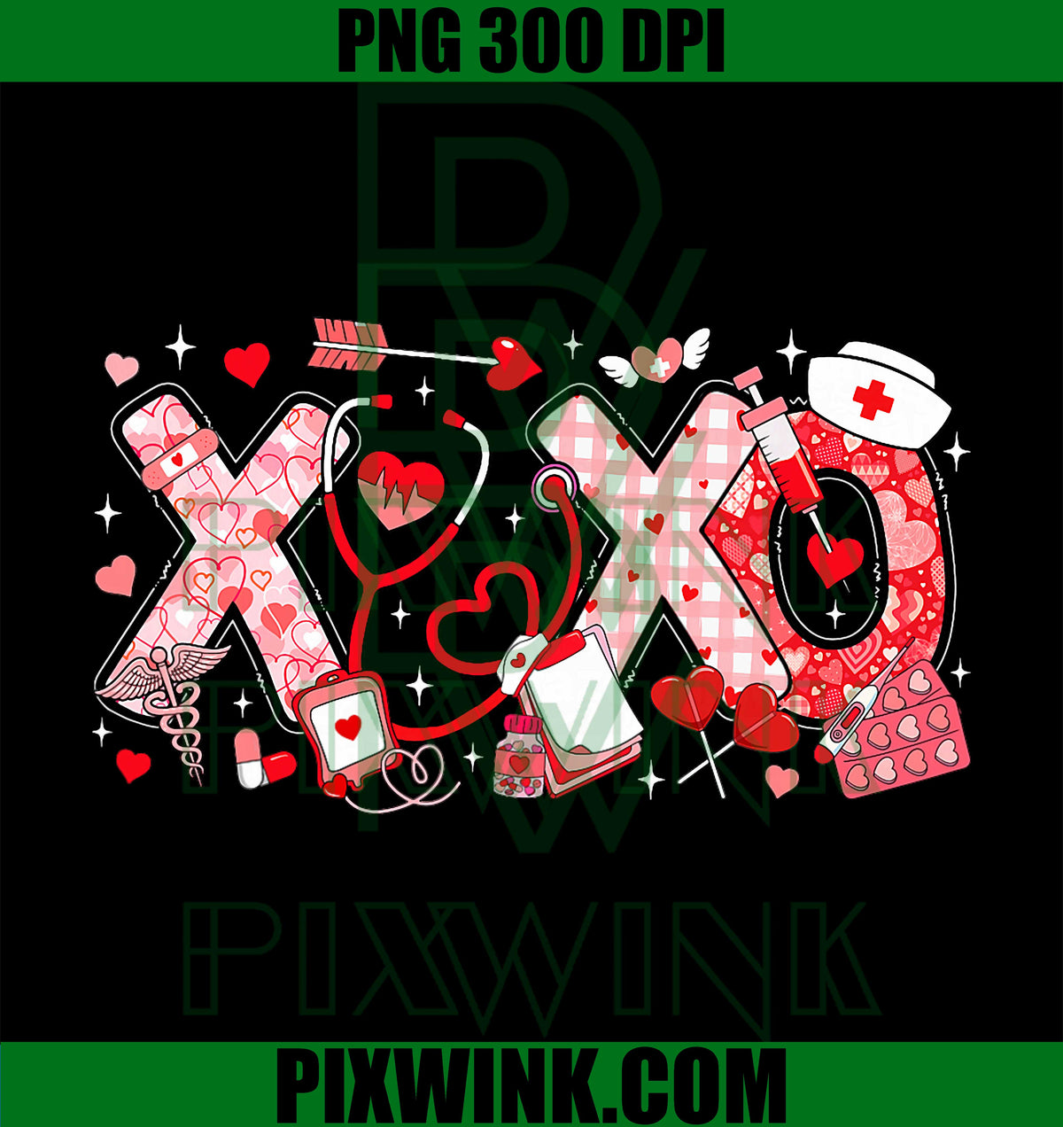 XOXO Stethoscope Nursing Valentine PNG, RN ER ICU PCT CNA Nurse PNG