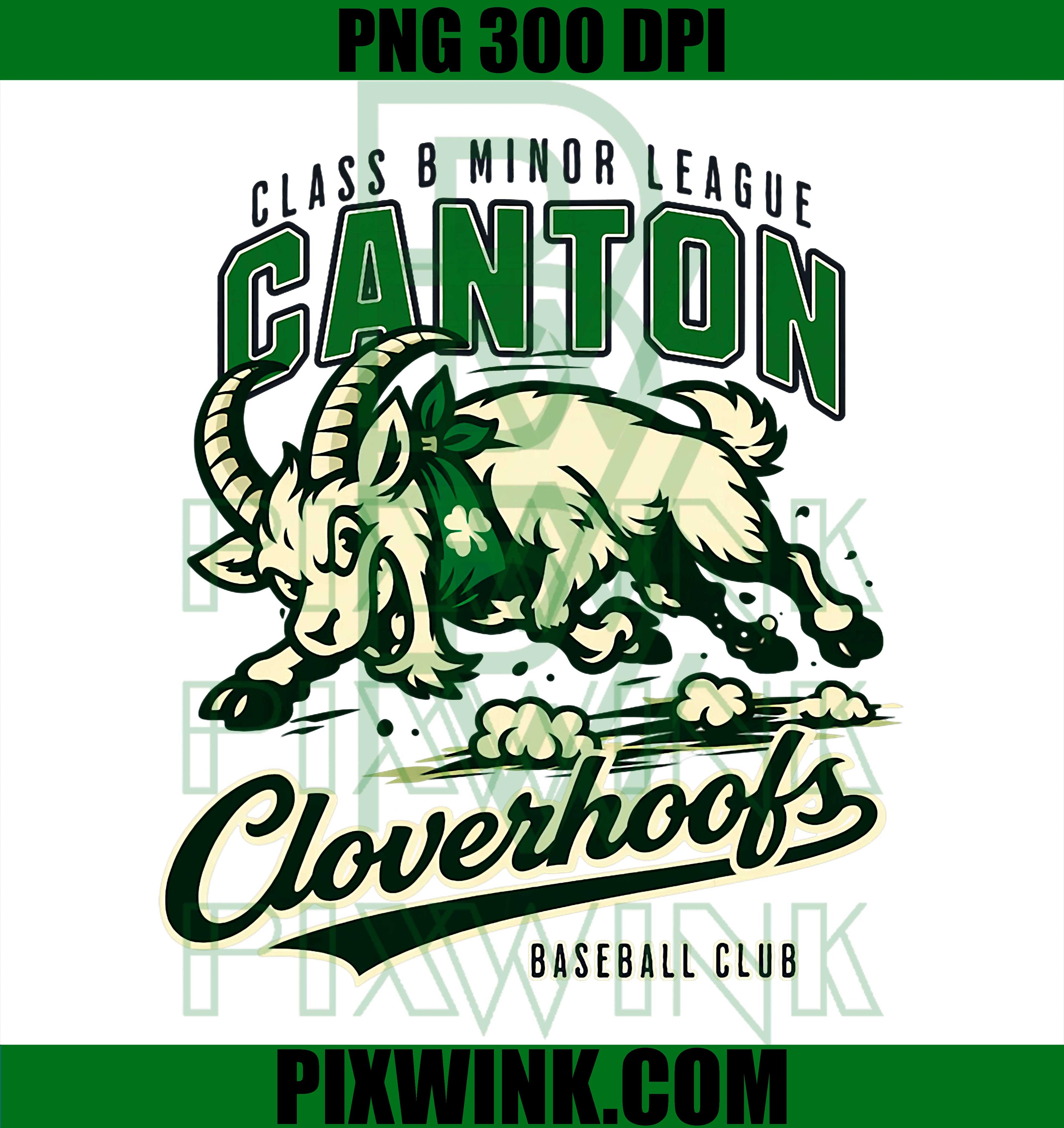 Canton Cloverhoofs Vintage Baseball PNG, Minor League Retro Team PNG