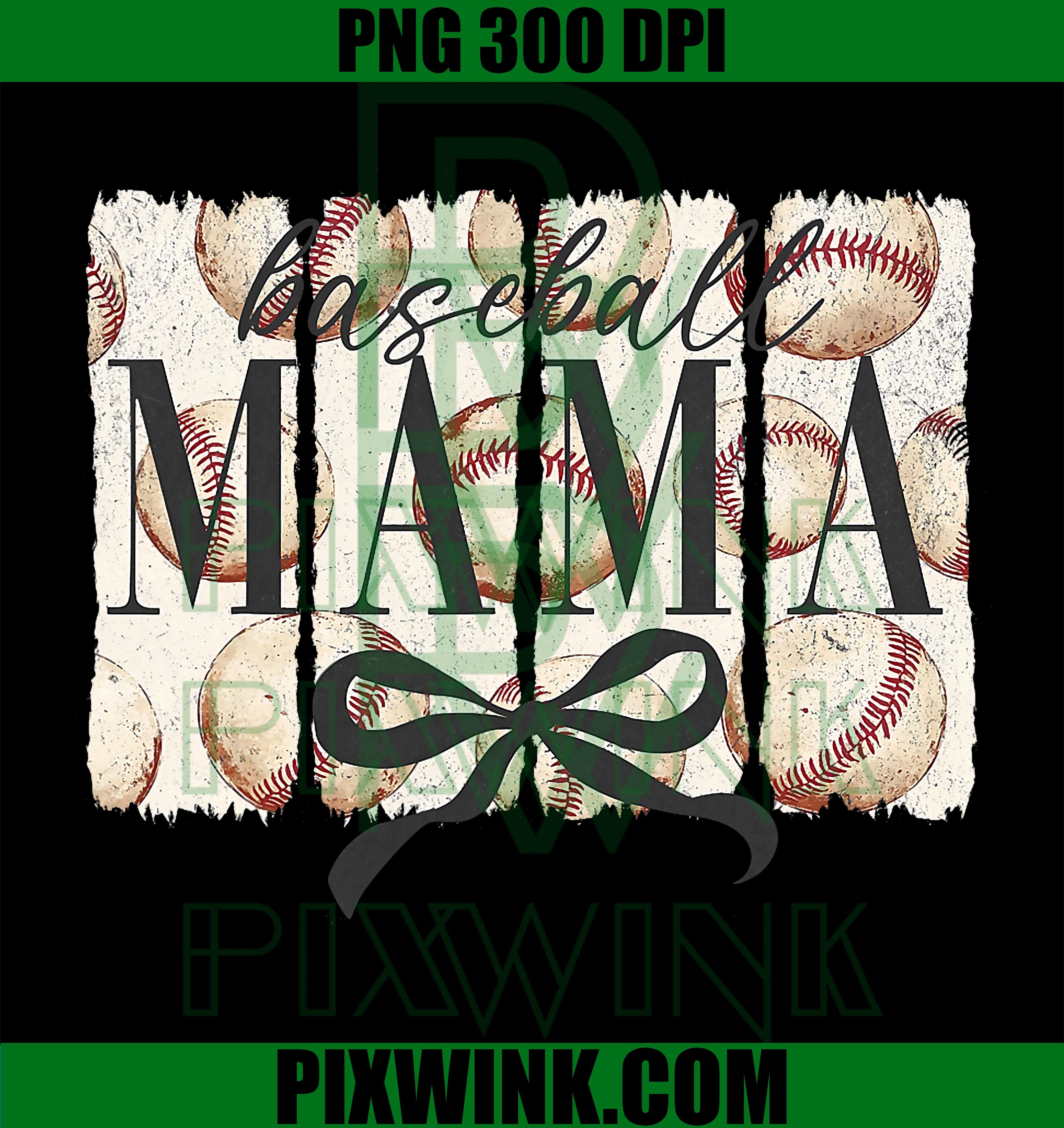 Baseball Mama Coquette Bow PNG, Vintage Game Day Mom PNG