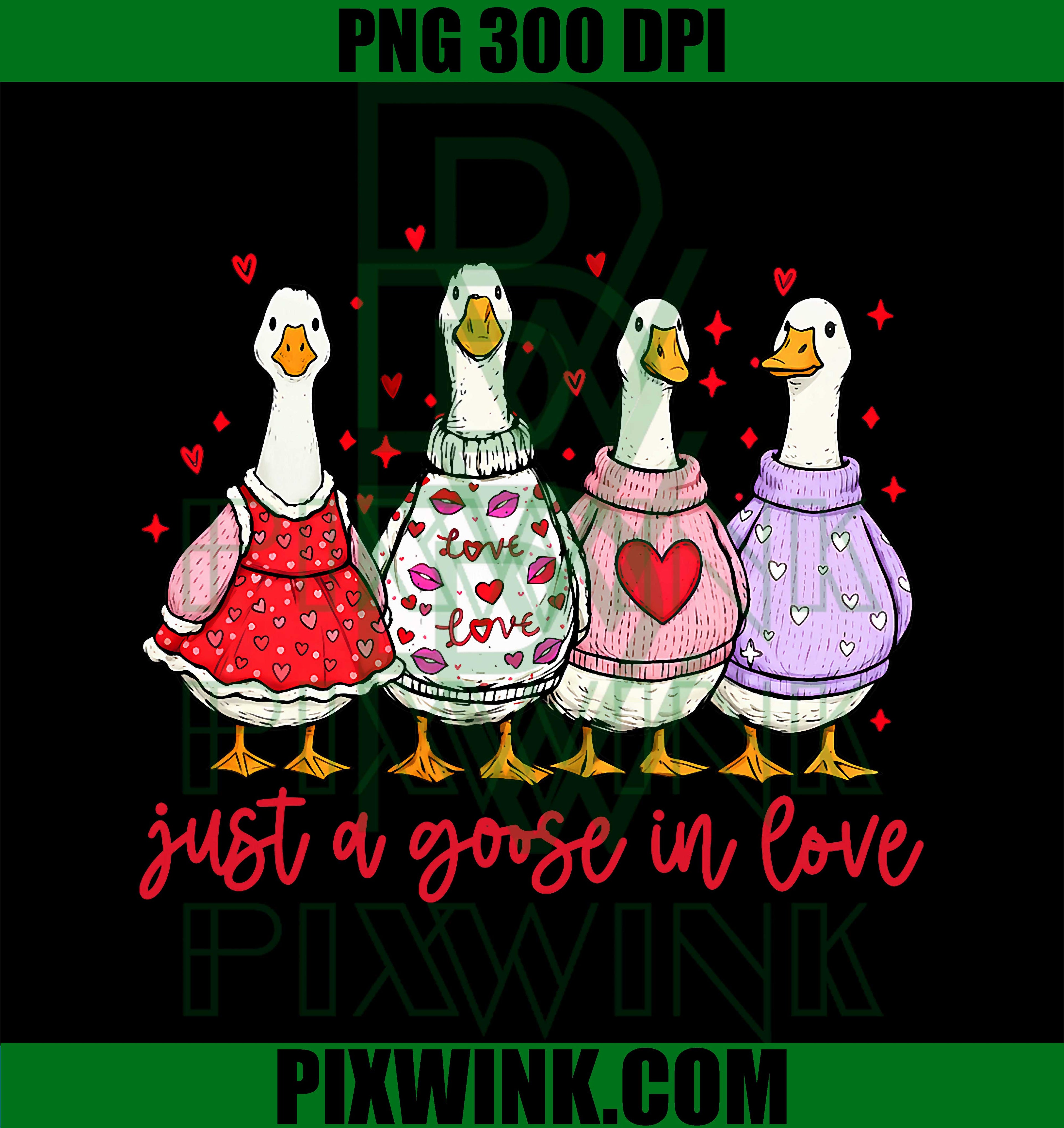 Just A Goose in Love Cute Geese Valentines PNG