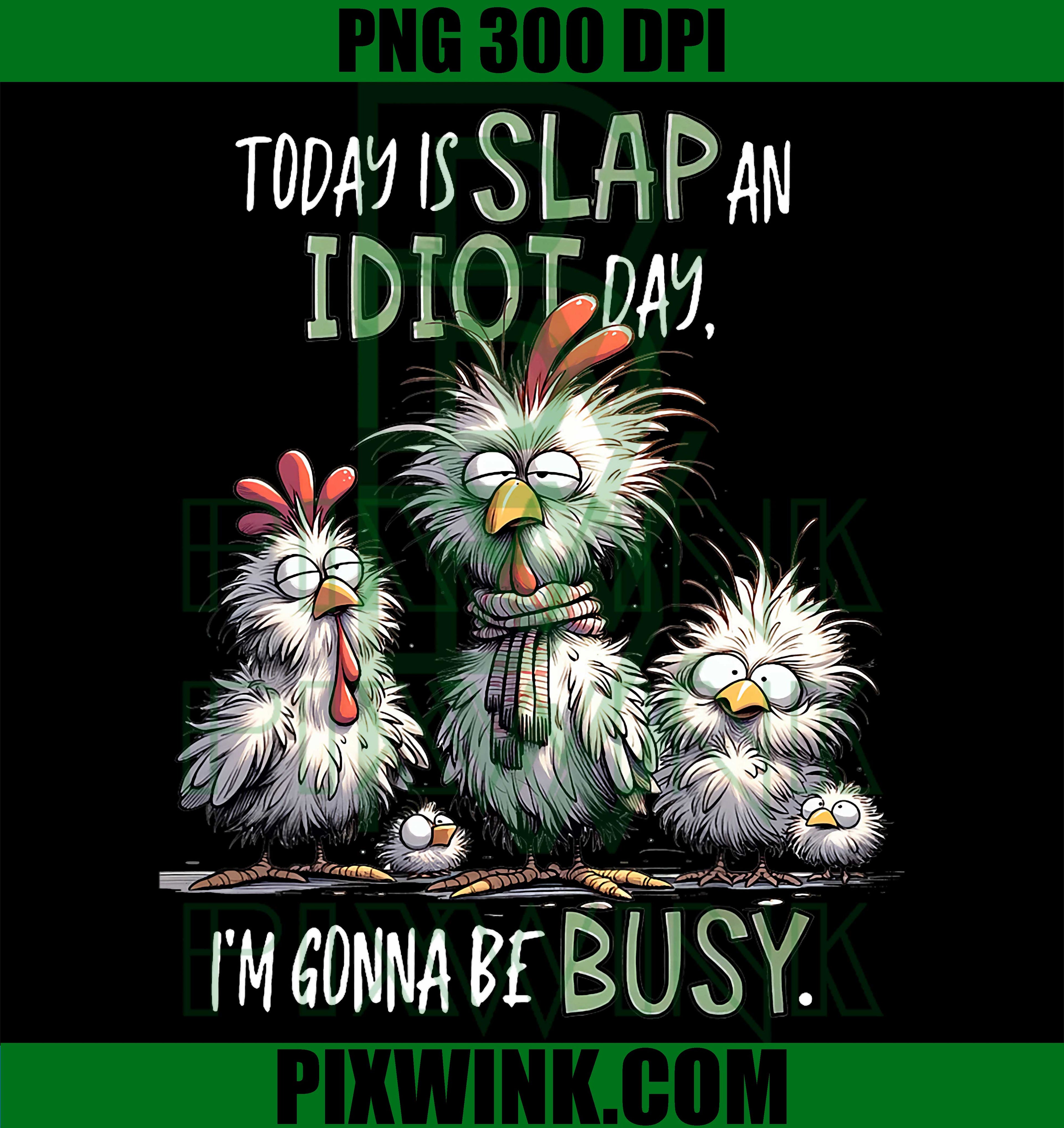 Funny Chicken Today Is Slap An Idiot Day I’m Gonna Be Busy PNG