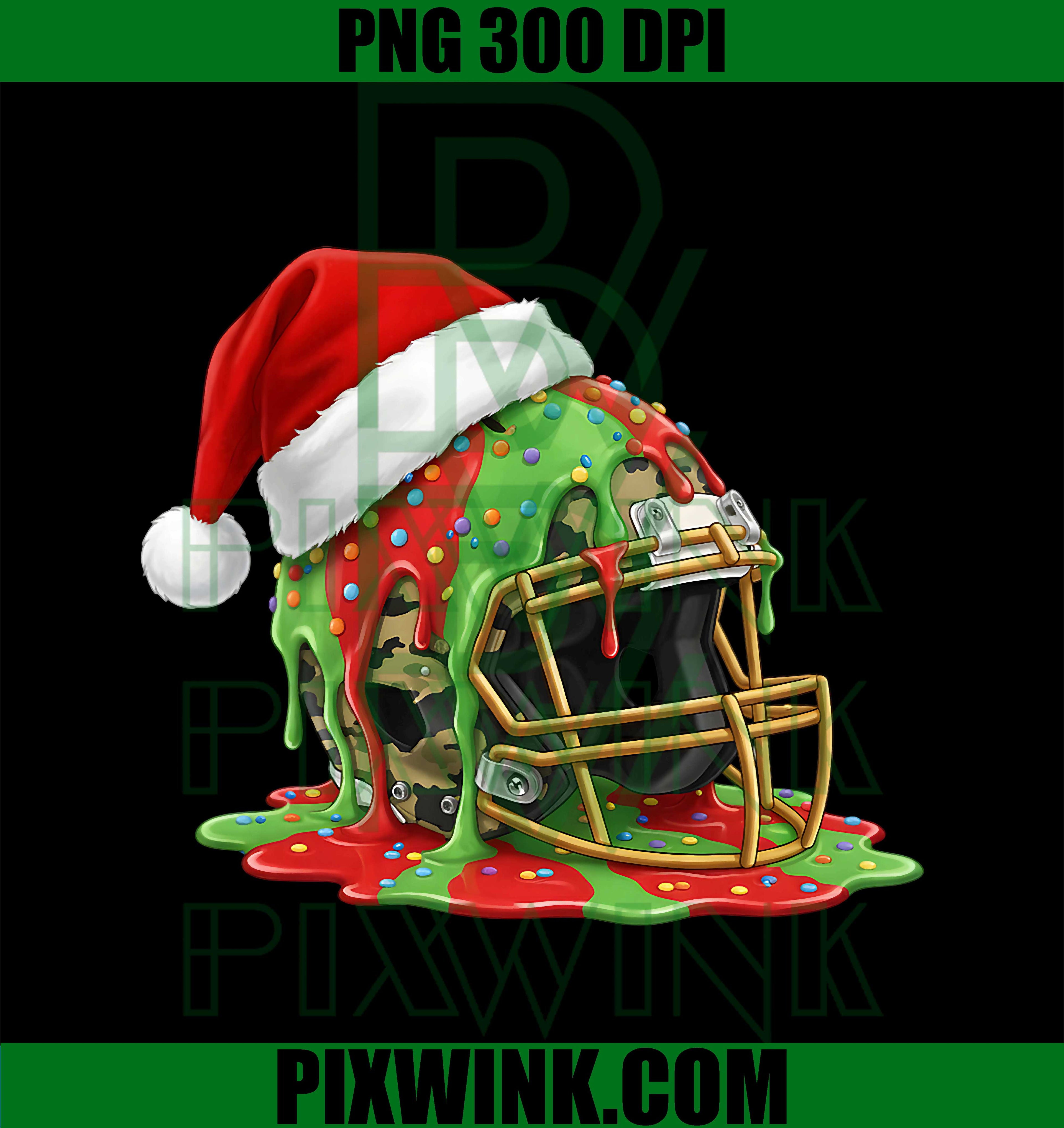 Christmas Football Drip Ice Cream PNG, Drip Camo Santa Xmas PNG
