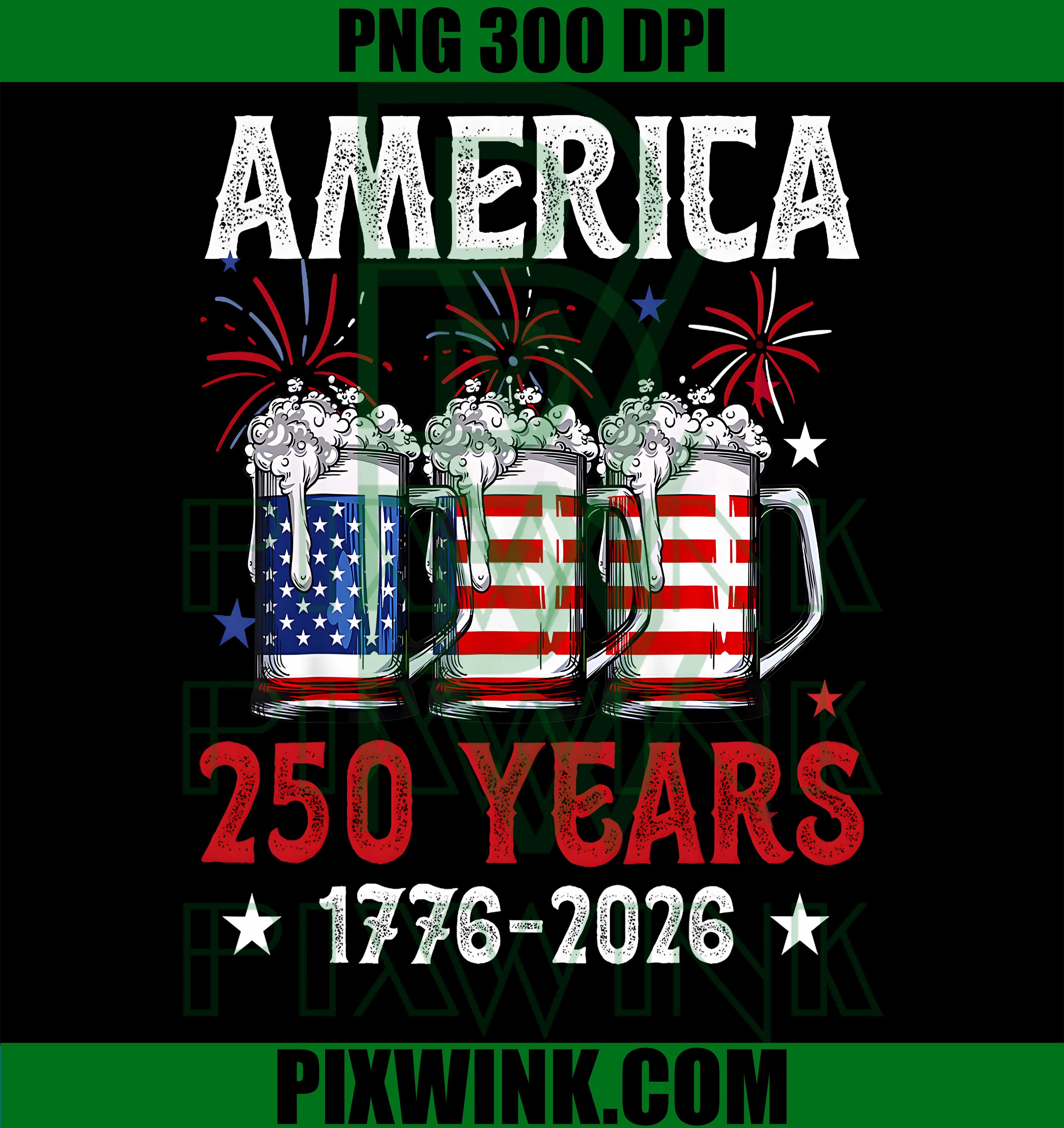 America 250 Years 4th Of July PNG, Retro 1776 2026 Beer USA PNG
