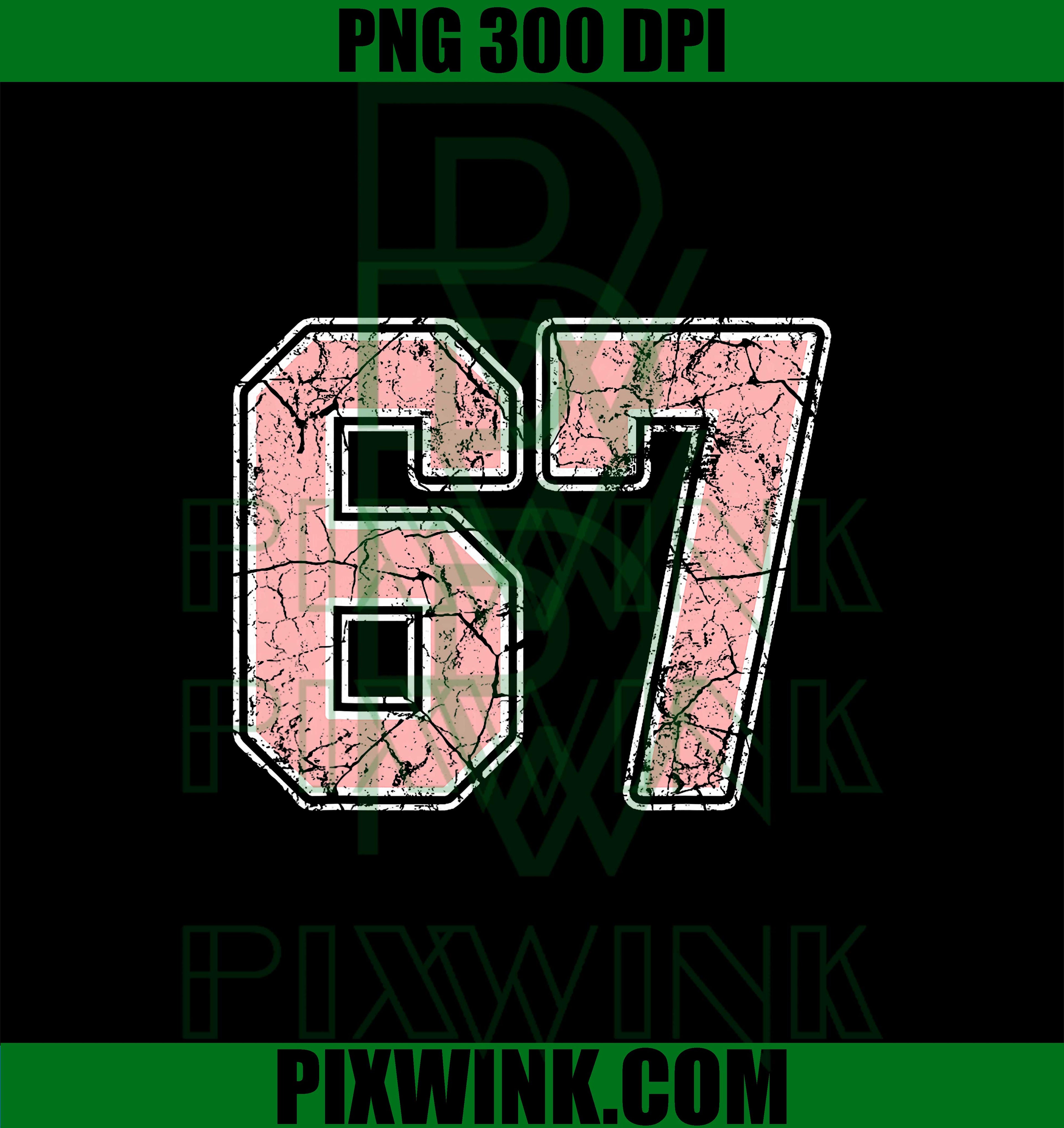Pink and White Number 67 PNG