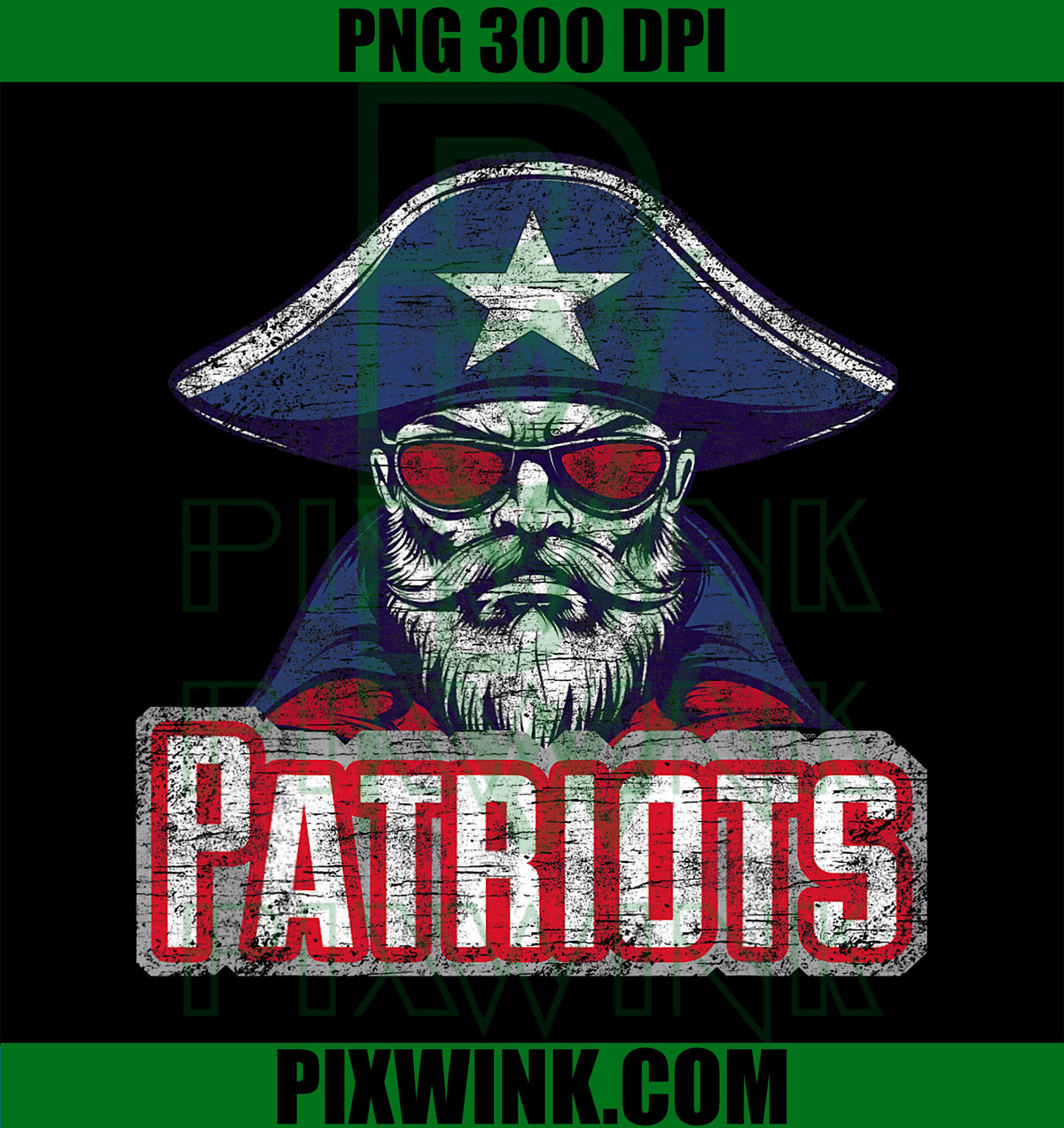 Patriots Vintage Mascot PNG, Patriotic Skull Captain PNG
