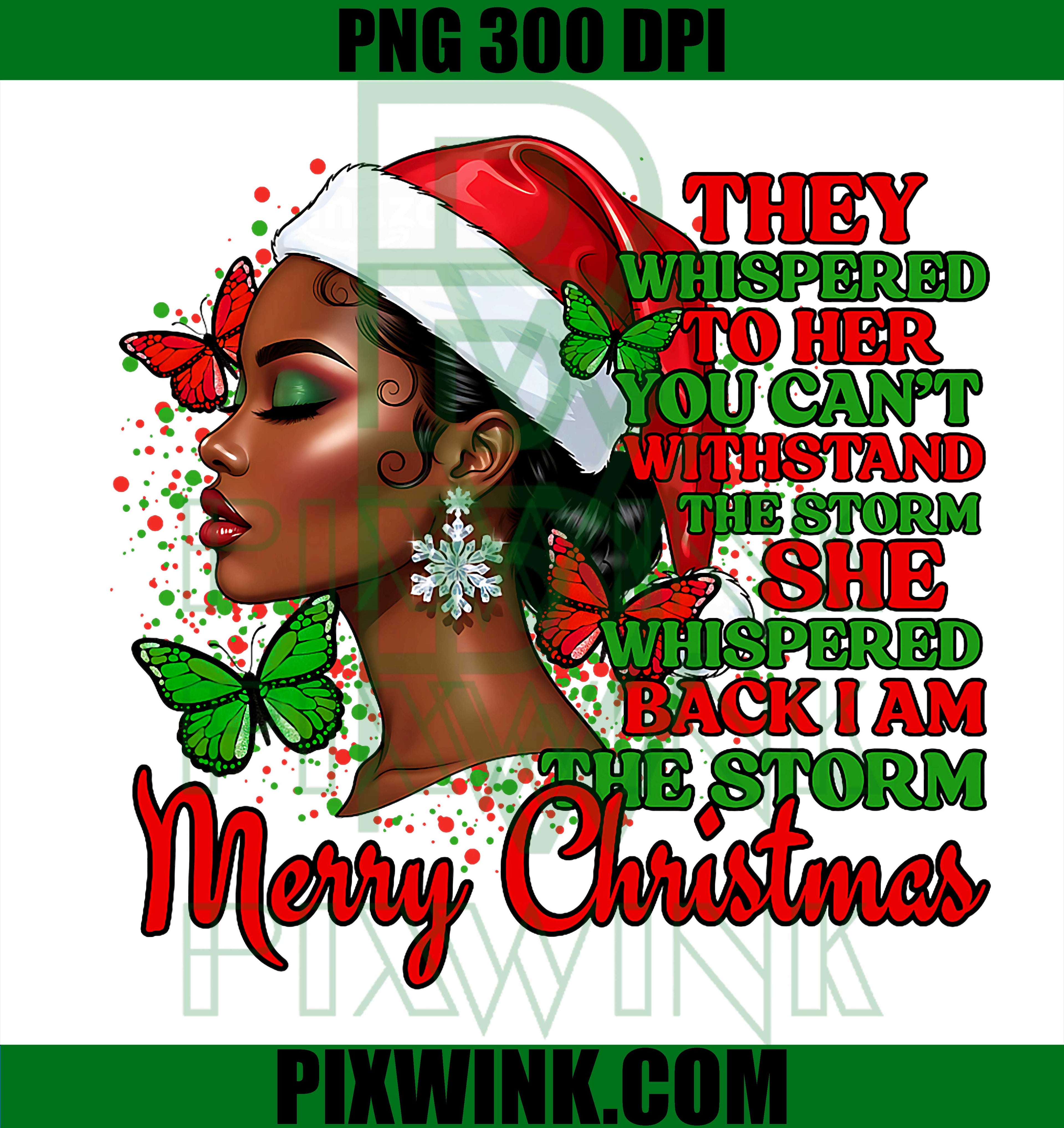 African American Black Women Merry Christmas, Santa Hat Xmas PNG