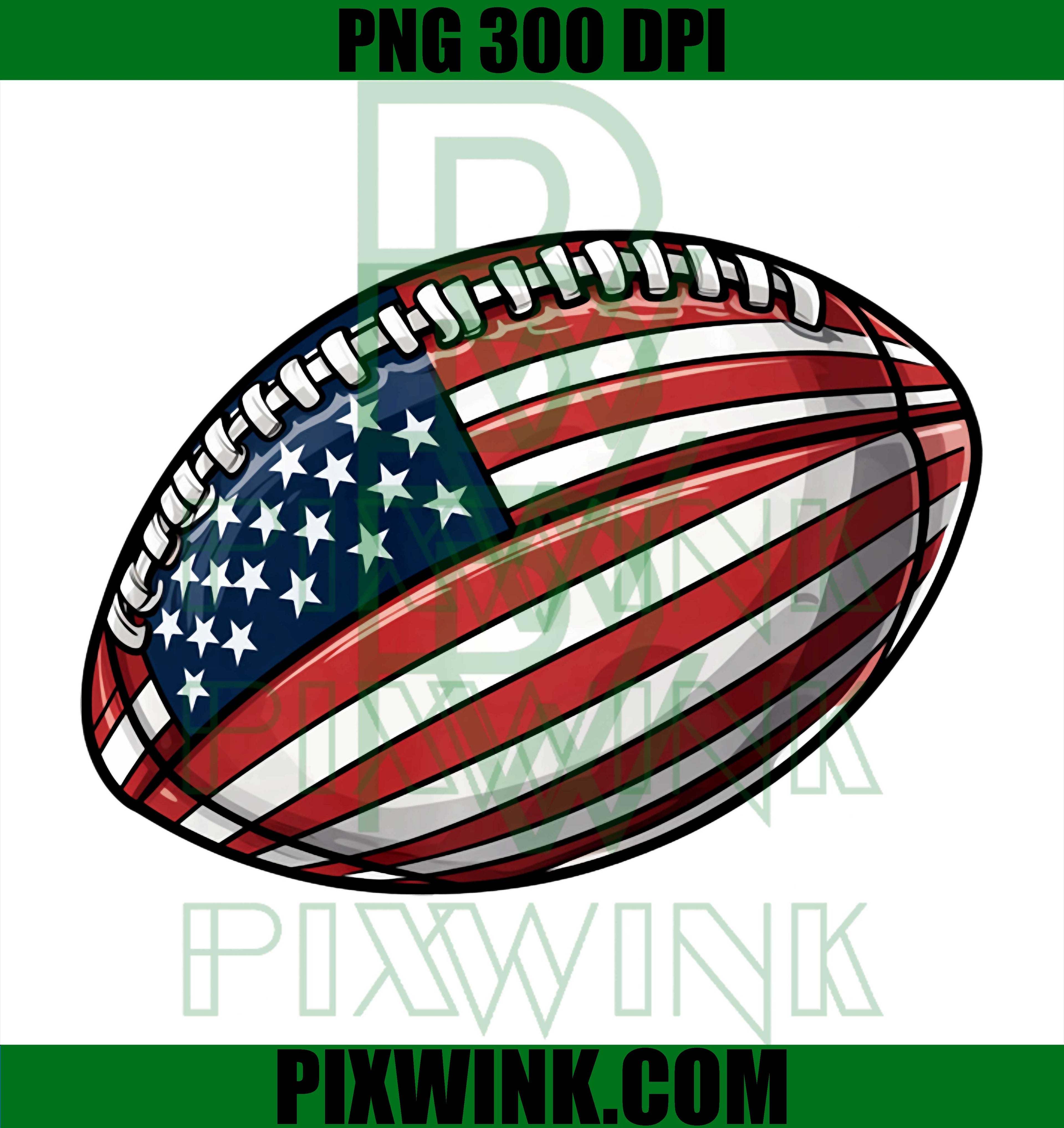 American Football USA Flag PNG, Patriotic 4th July Football PNG