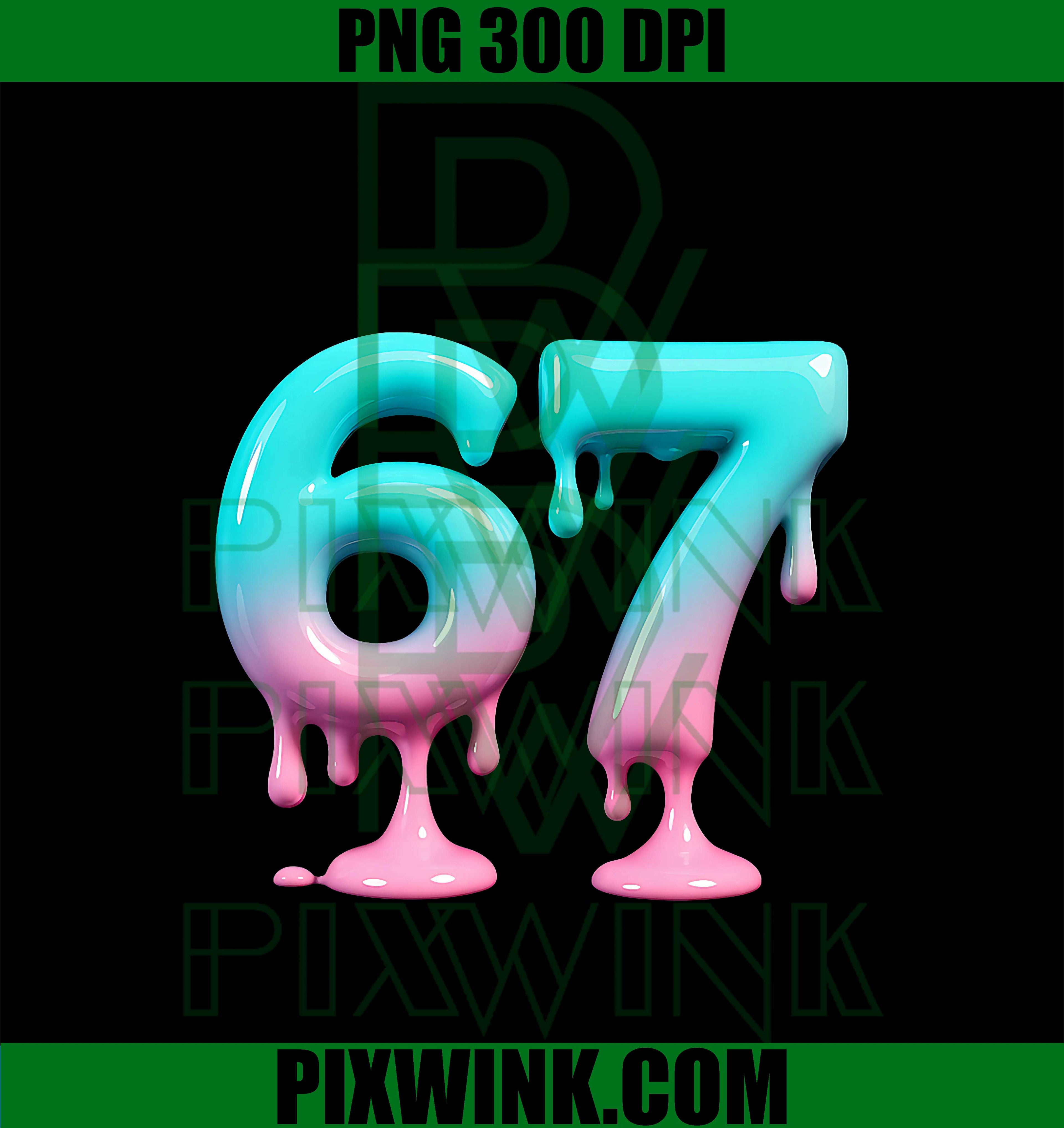 Six Seven 67 Meme for Gen Alpha PNG, Ice Cream Drip 6 7 Meme PNG