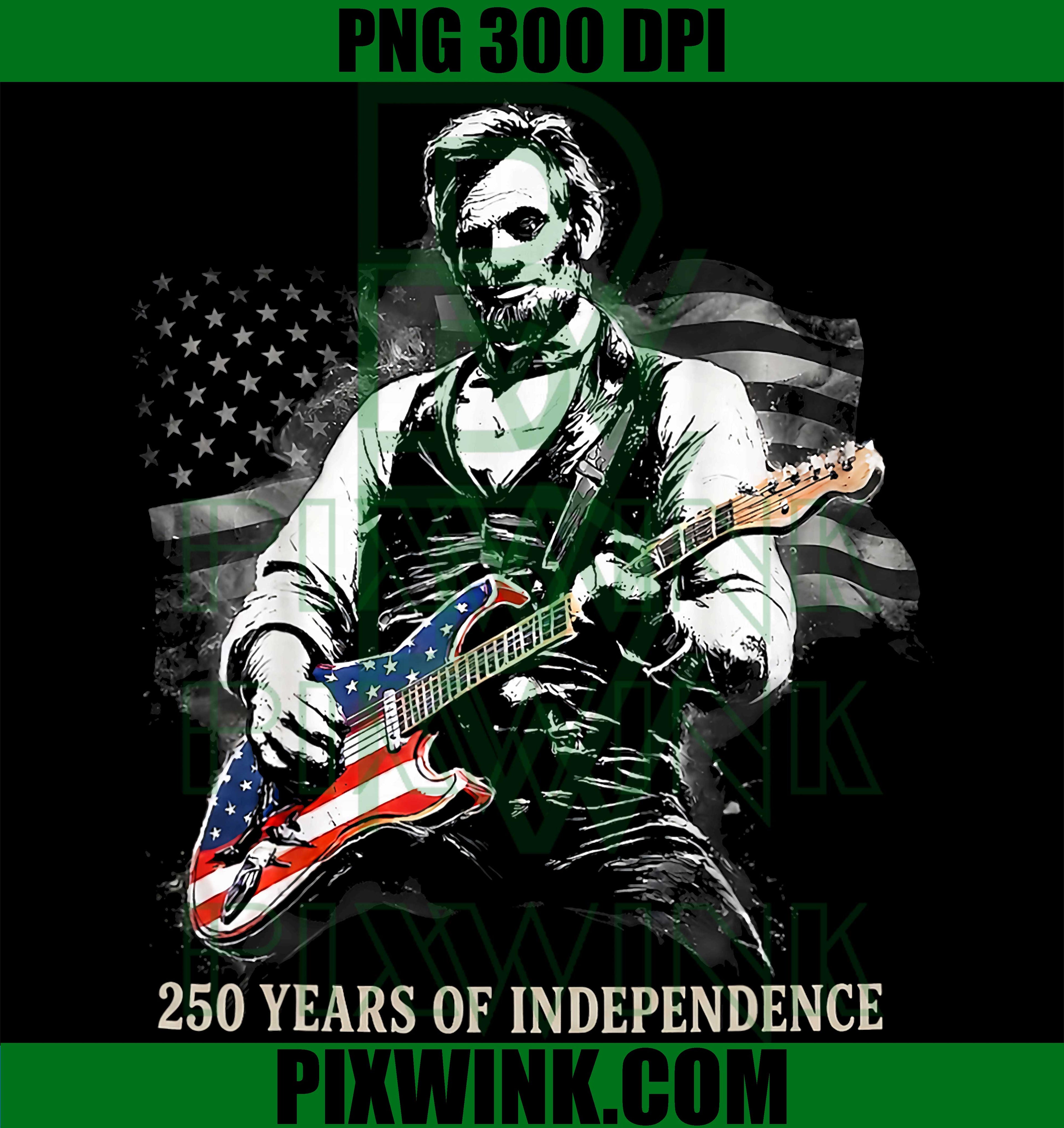 Abe Lincoln Guitar PNG, 250 Years Freedom Patriotic PNG