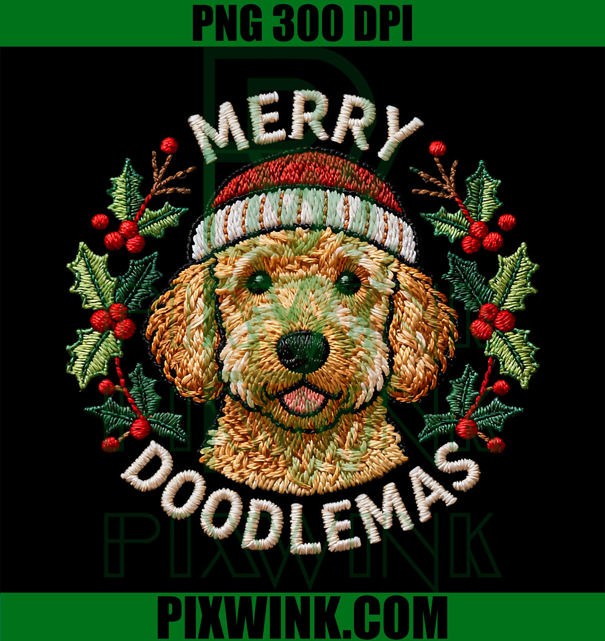 Merry Doodlemas Goldendoodle, Christmas Doodle Dog Lover PNG