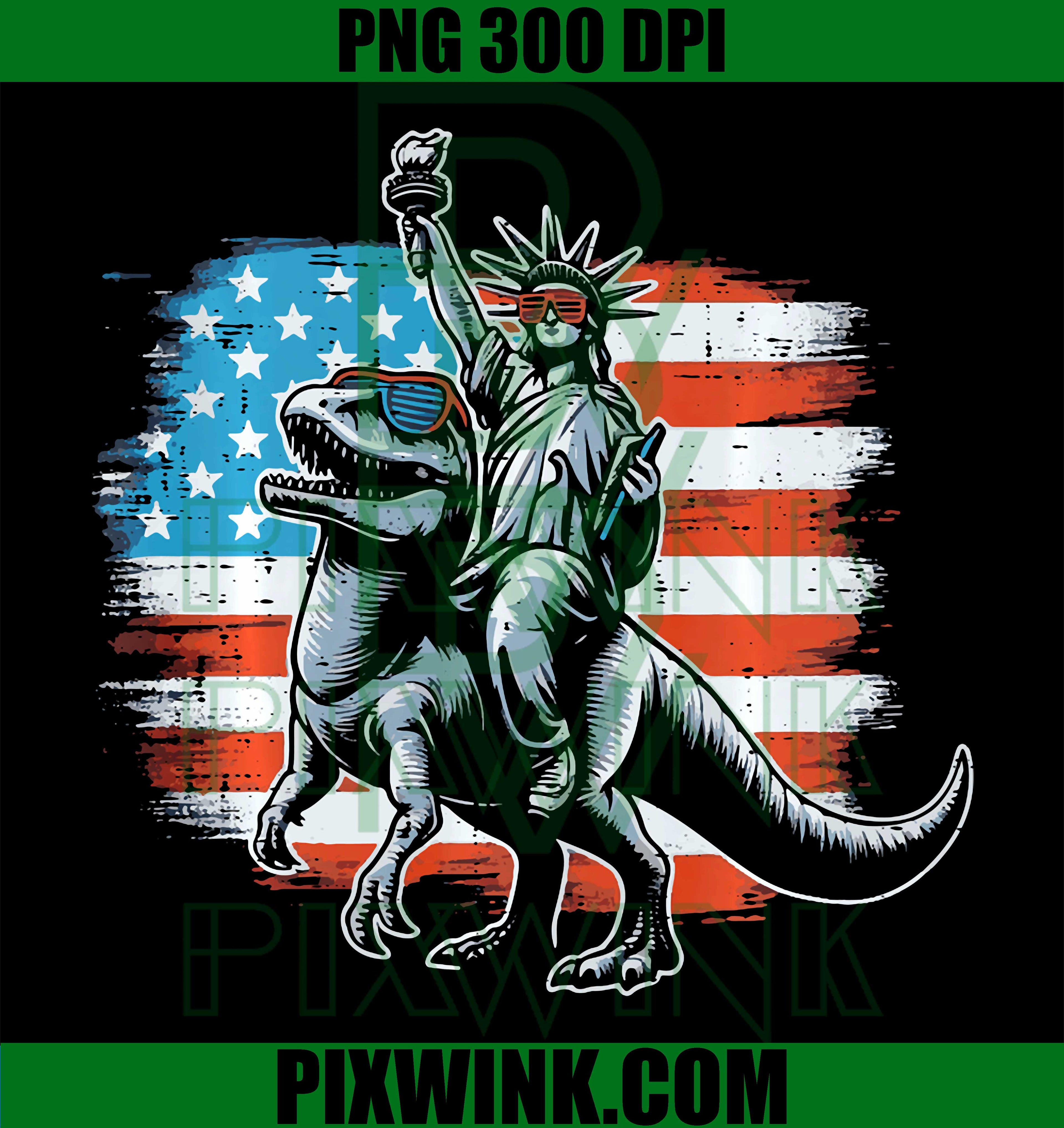 Statue of Liberty T-Rex PNG, Patriotic USA Dino 4th of July PNG