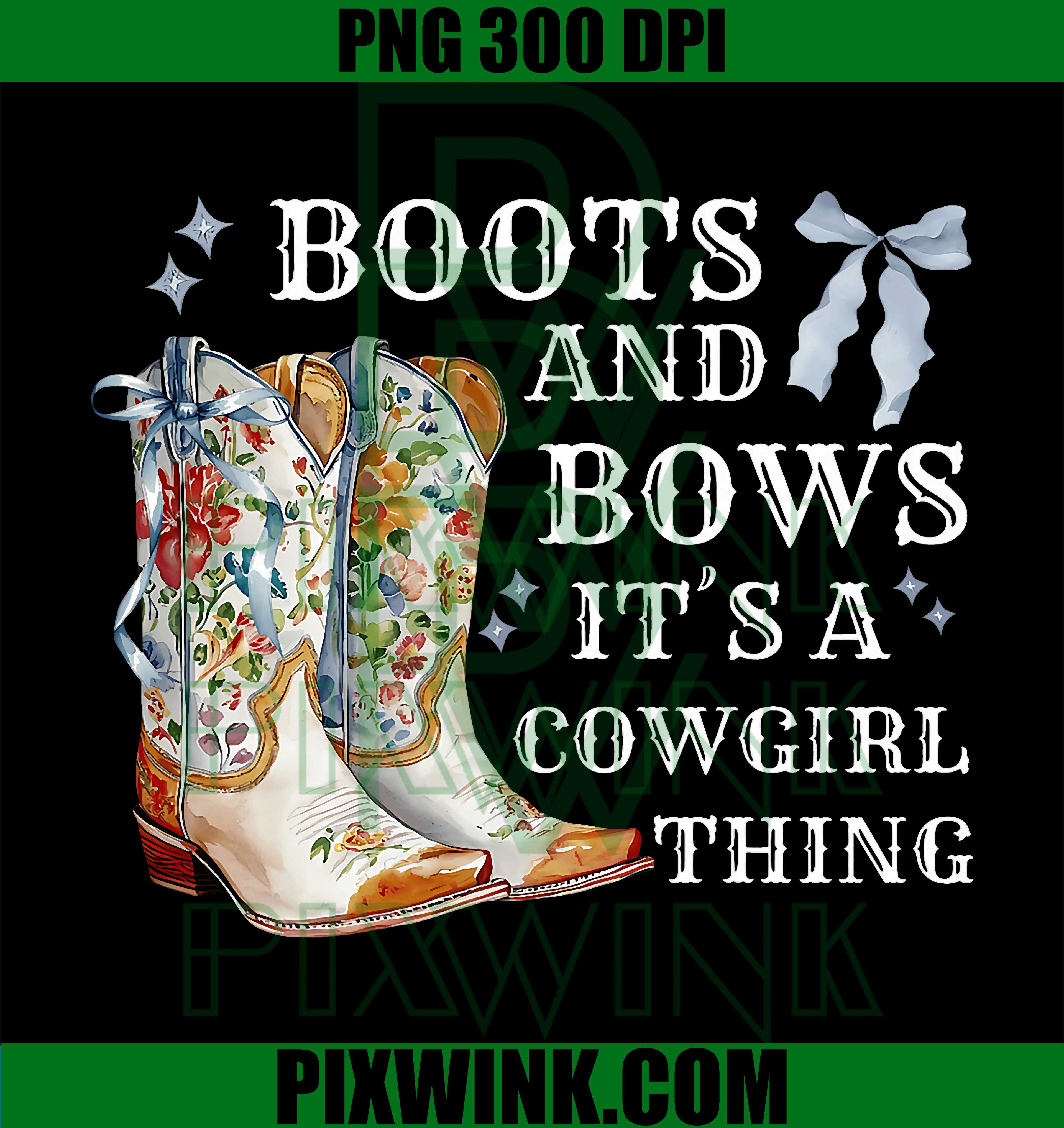 Boots And Bows Cowgirl PNG, Western Cowgirl Girlie Design PNG