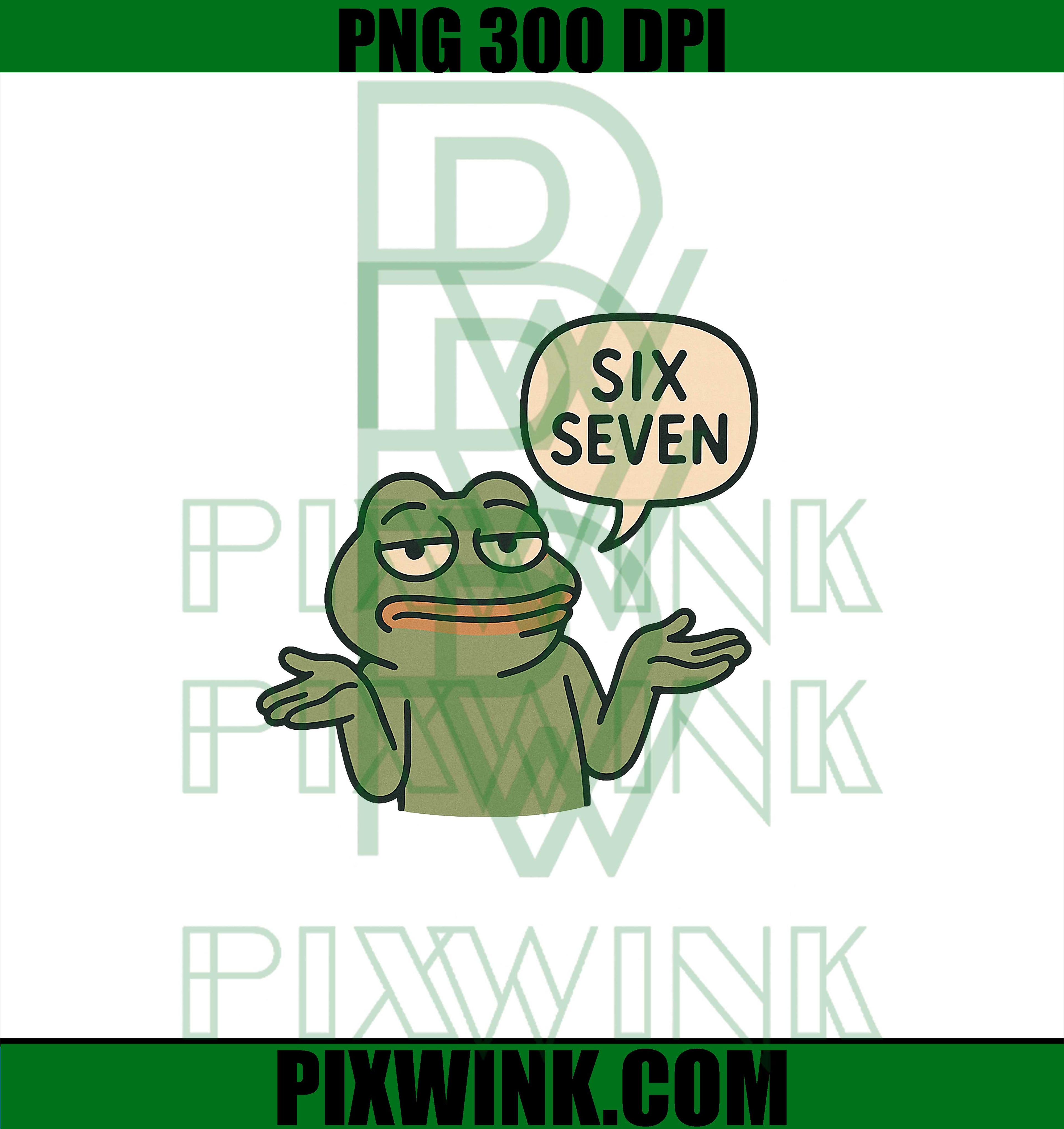Funny 6-7 Frog Meme Brainrot PNG