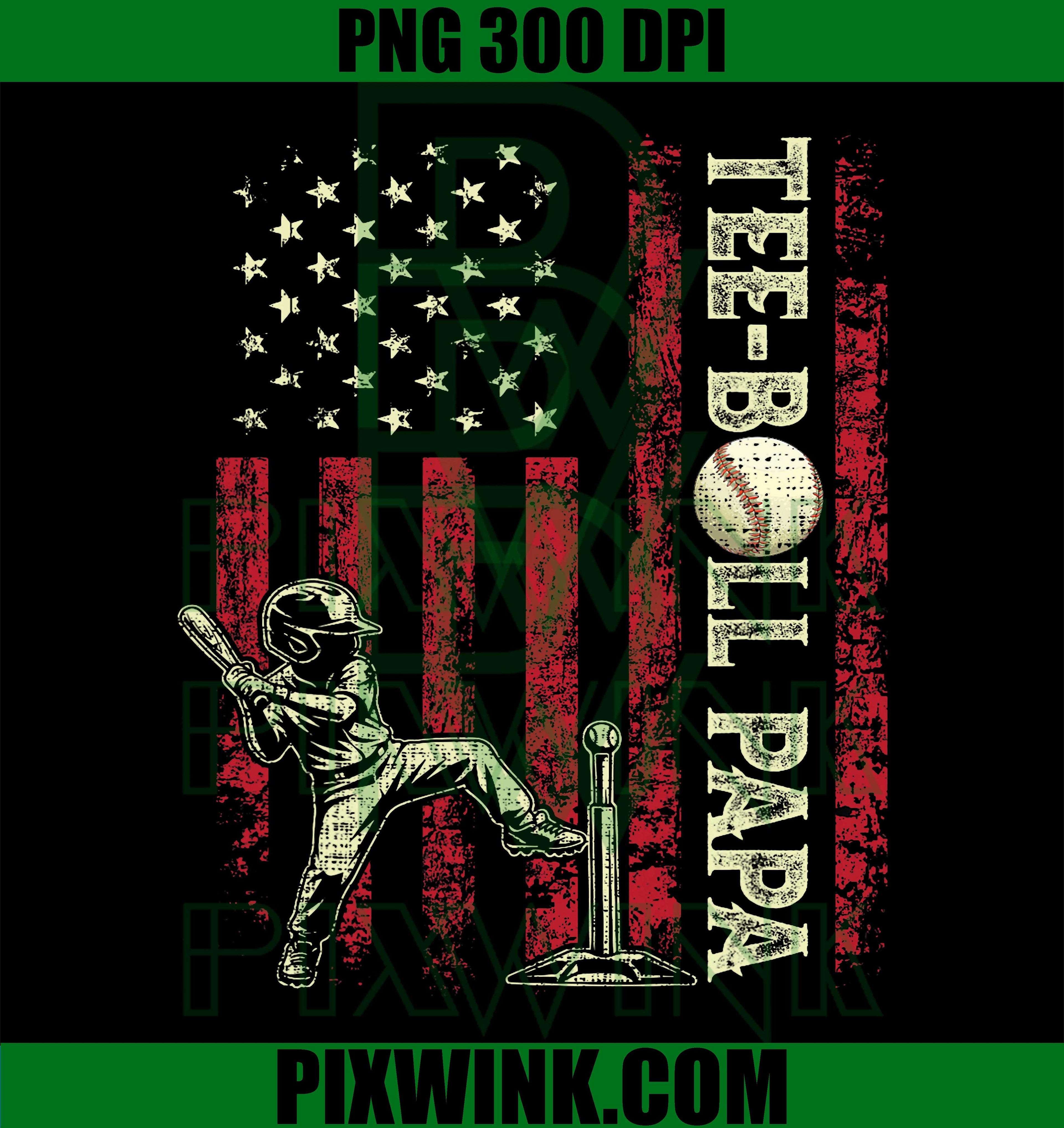 Tee Ball Papa PNG, American Flag Papa PNG Patriotic Father’s Day Design